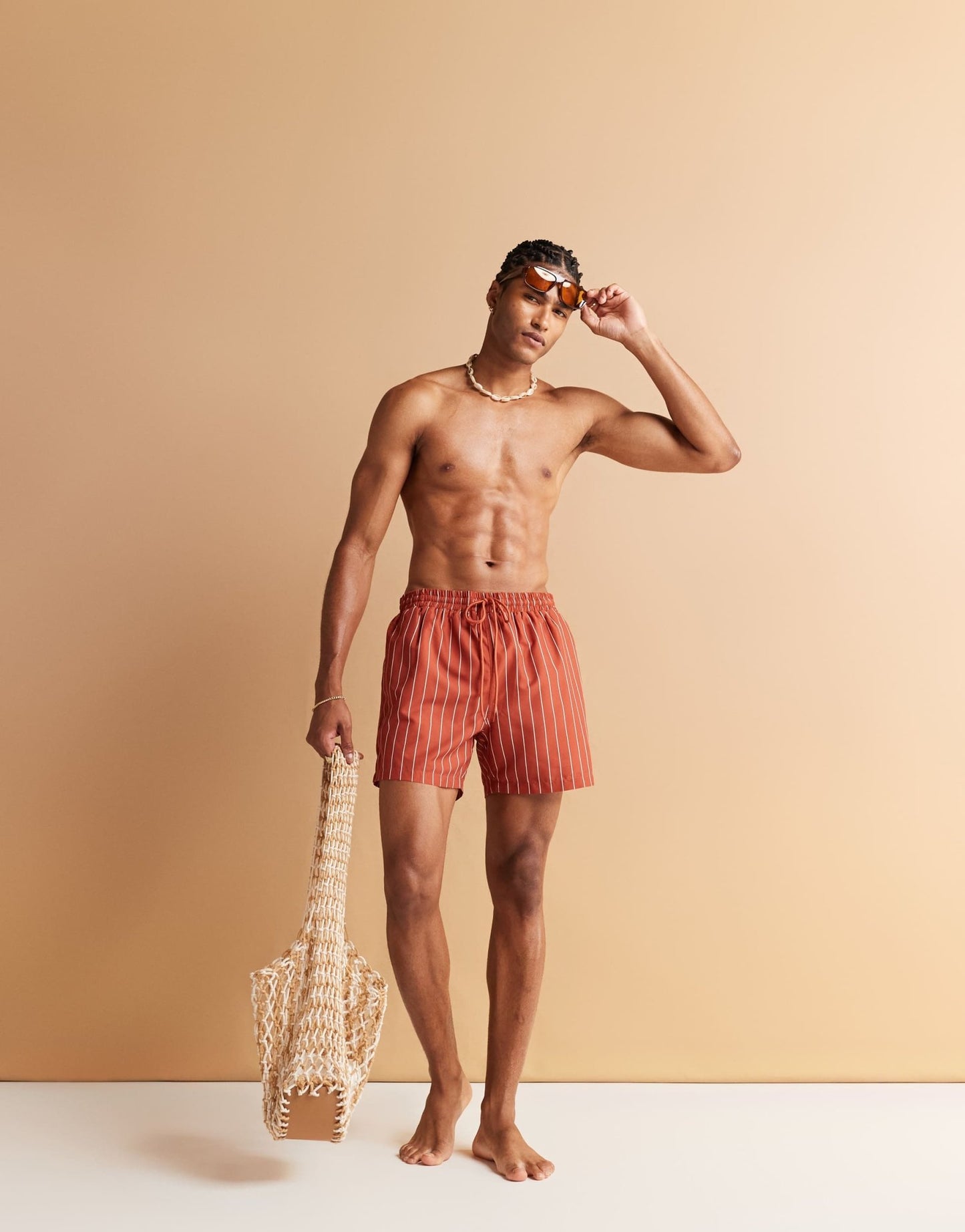 South Beach stripe swimshort in rust - ASOS Sample Sale
