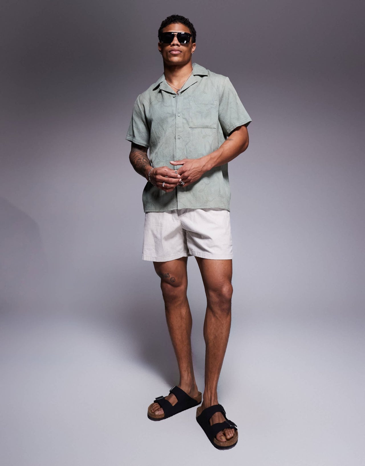 South Beach textured short sleeve beach shirt in green - ASOS Sample Sale