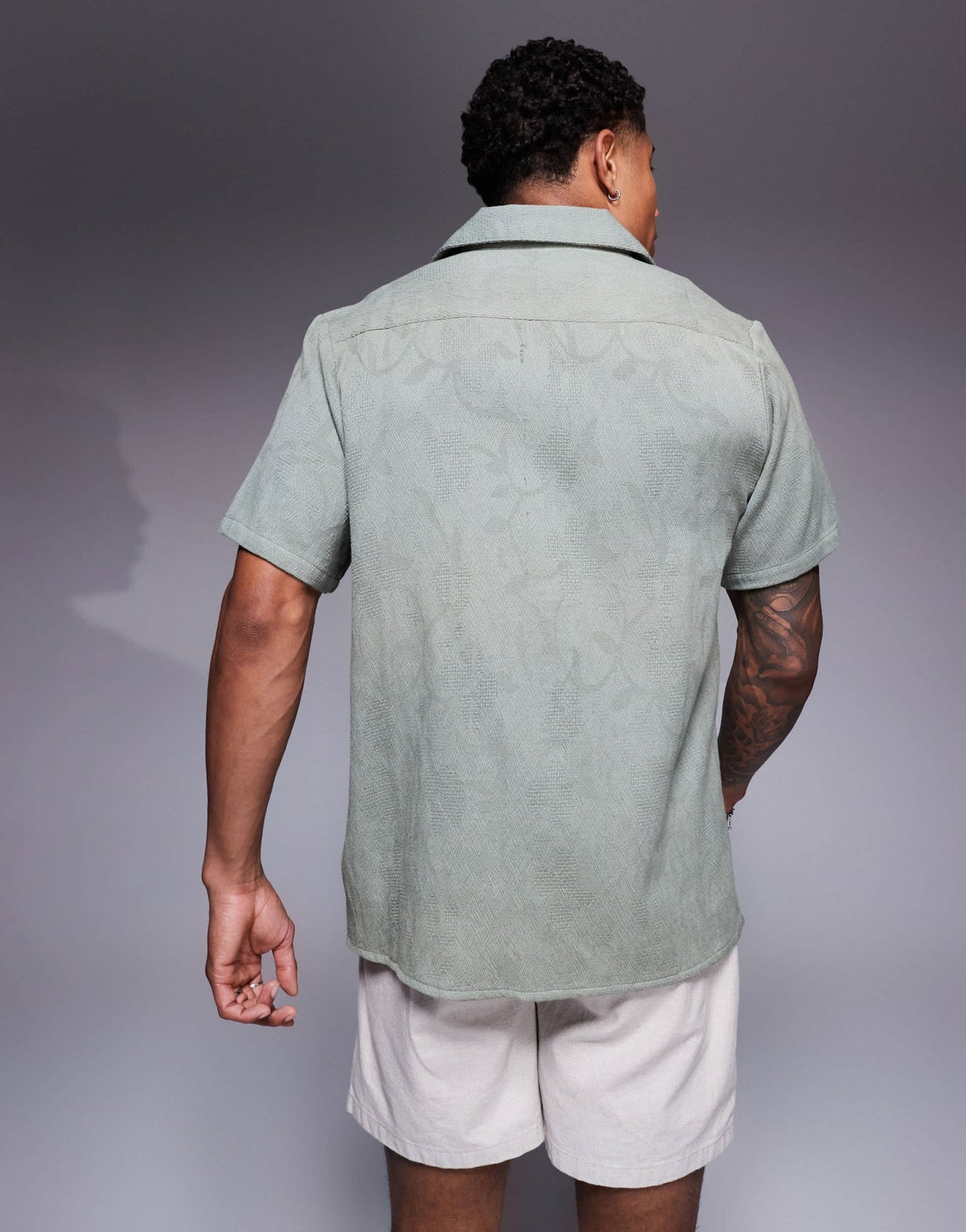 South Beach textured short sleeve beach shirt in green - ASOS Sample Sale