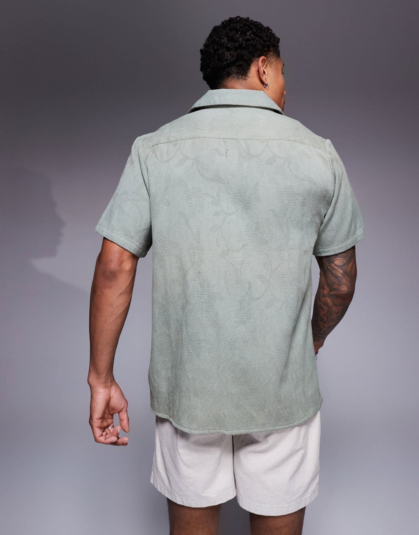 South Beach textured short sleeve beach shirt in green - ASOS Sample Sale