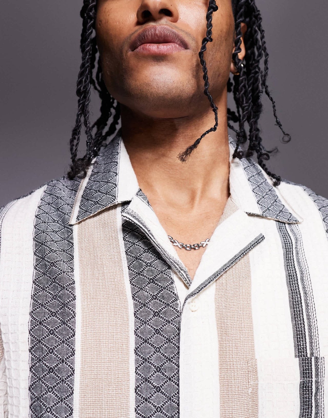 South Beach textured short sleeve beach shirt in multi stripe - ASOS Sample Sale