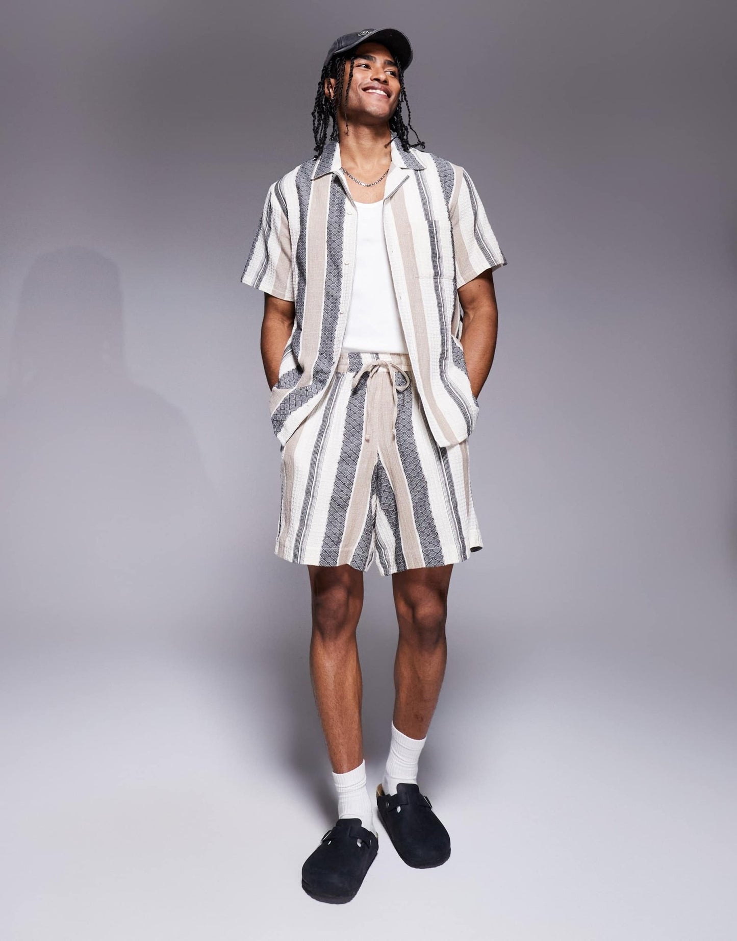 South Beach textured short sleeve beach shirt in multi stripe - ASOS Sample Sale