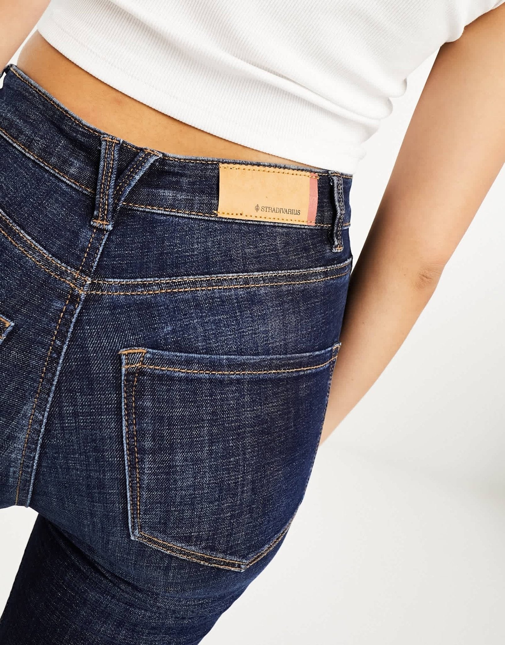 Stardivarius super high waist skinny jean in dark blue - ASOS Sample Sale