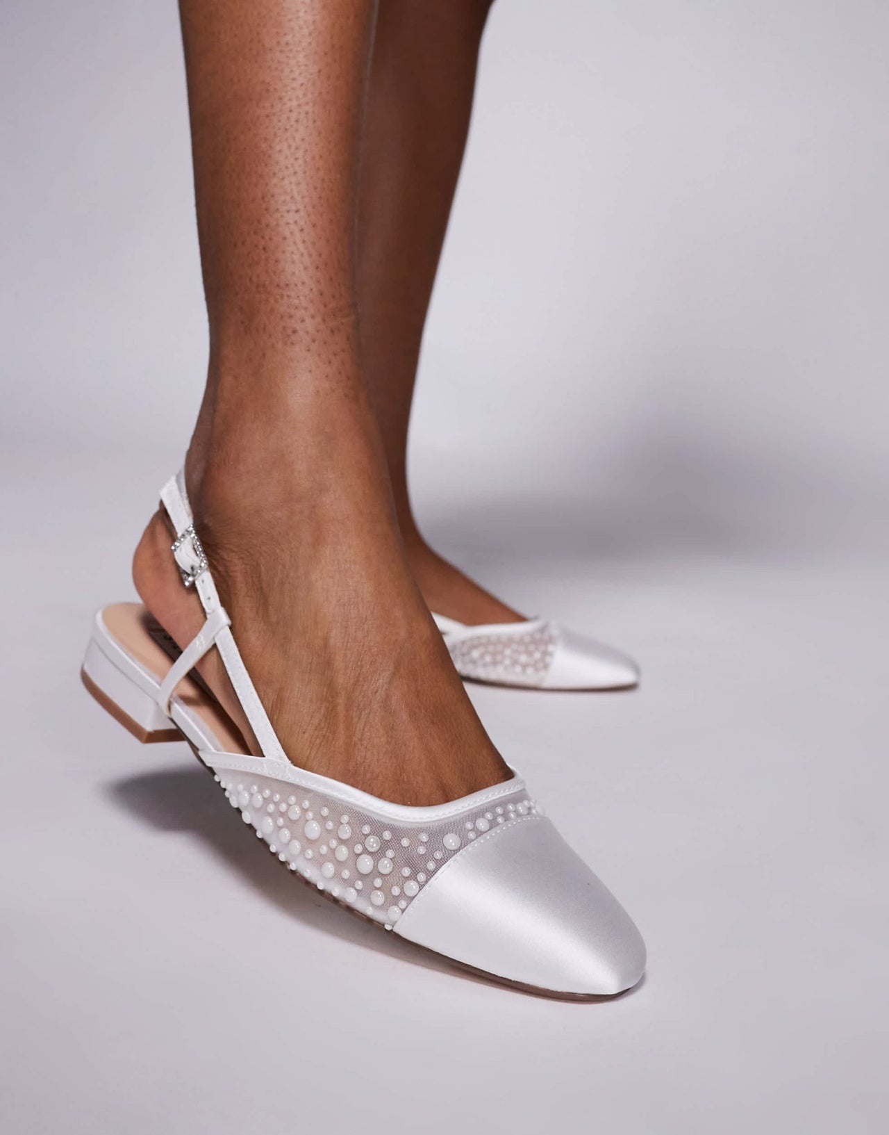 Steve Madden Belinda - P pearl embellished ballet flats in ivory mesh. - ASOS Sample Sale