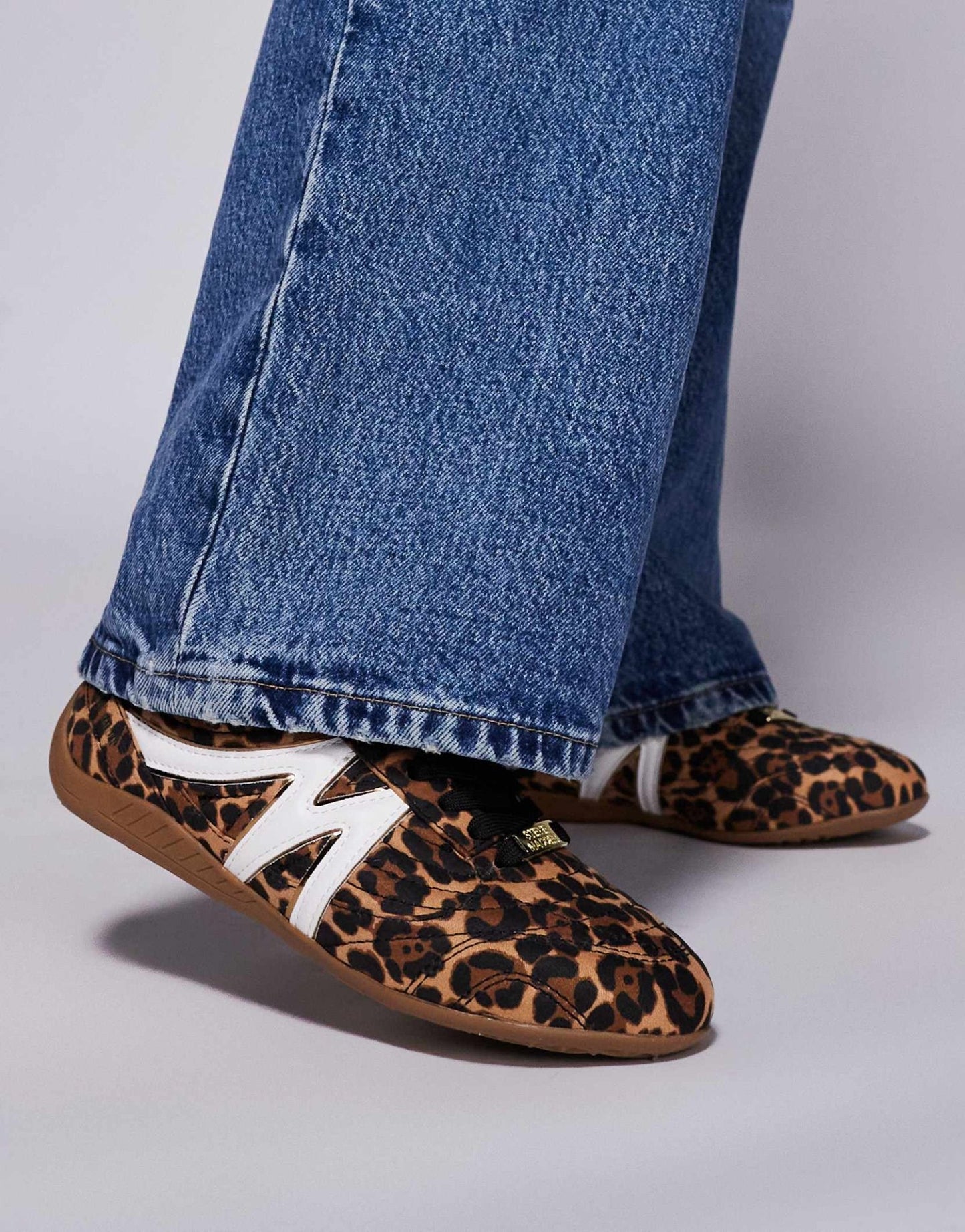 Steve Madden Freekick trainers with fold over detail in leopard - ASOS Sample Sale