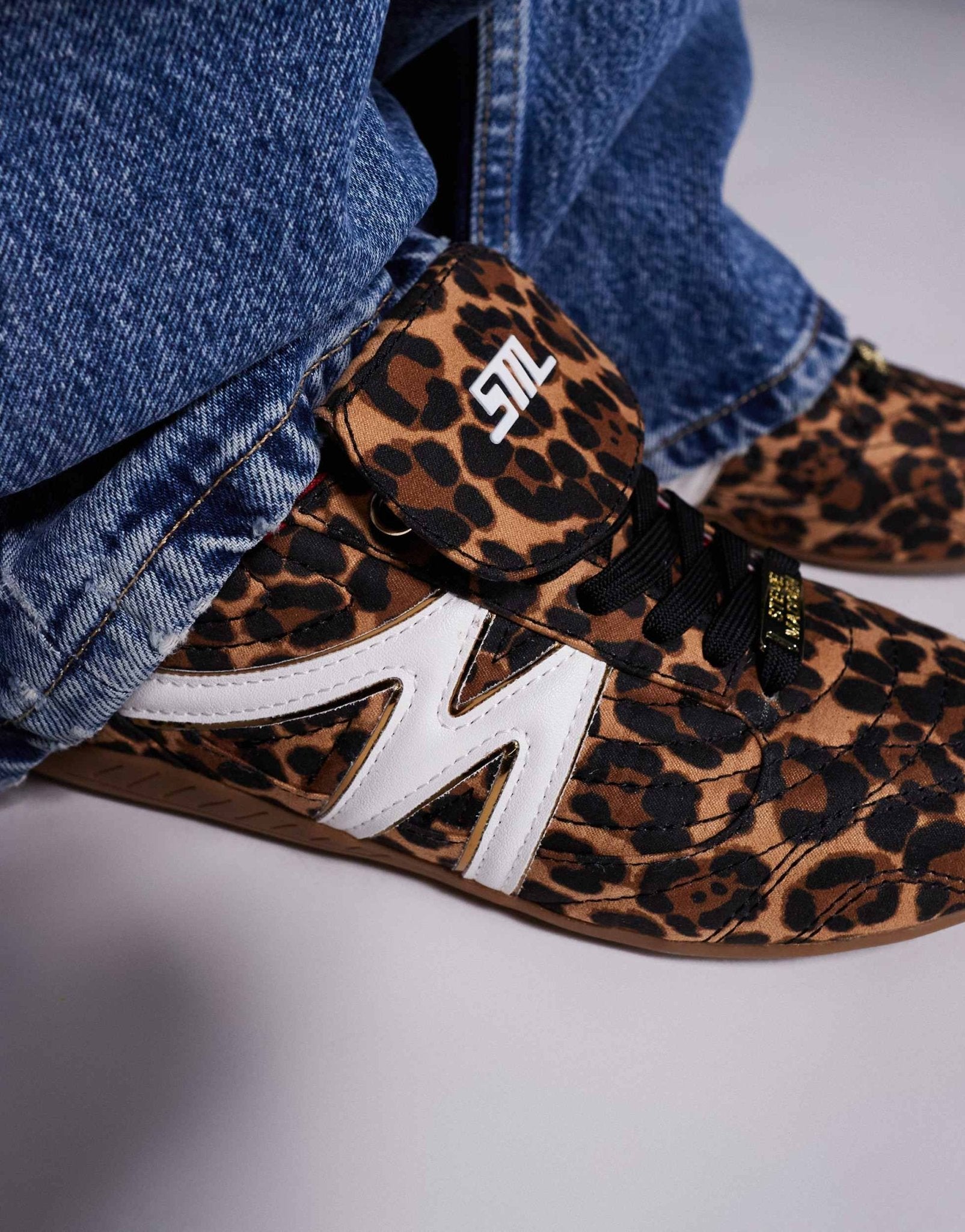 Steve Madden Freekick trainers with fold over detail in leopard - ASOS Sample Sale
