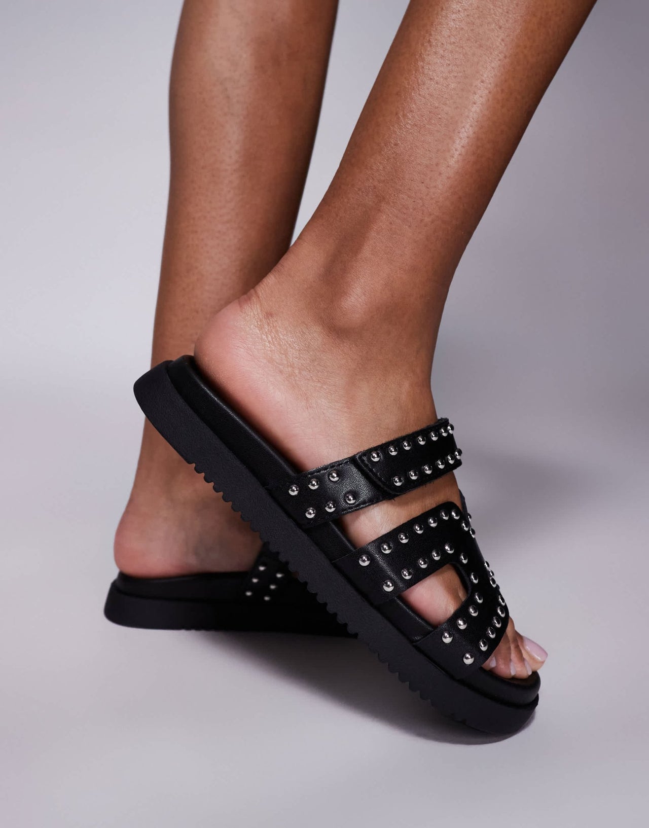 Steve Madden Missile sandals with studded straps in black - ASOS Sample Sale