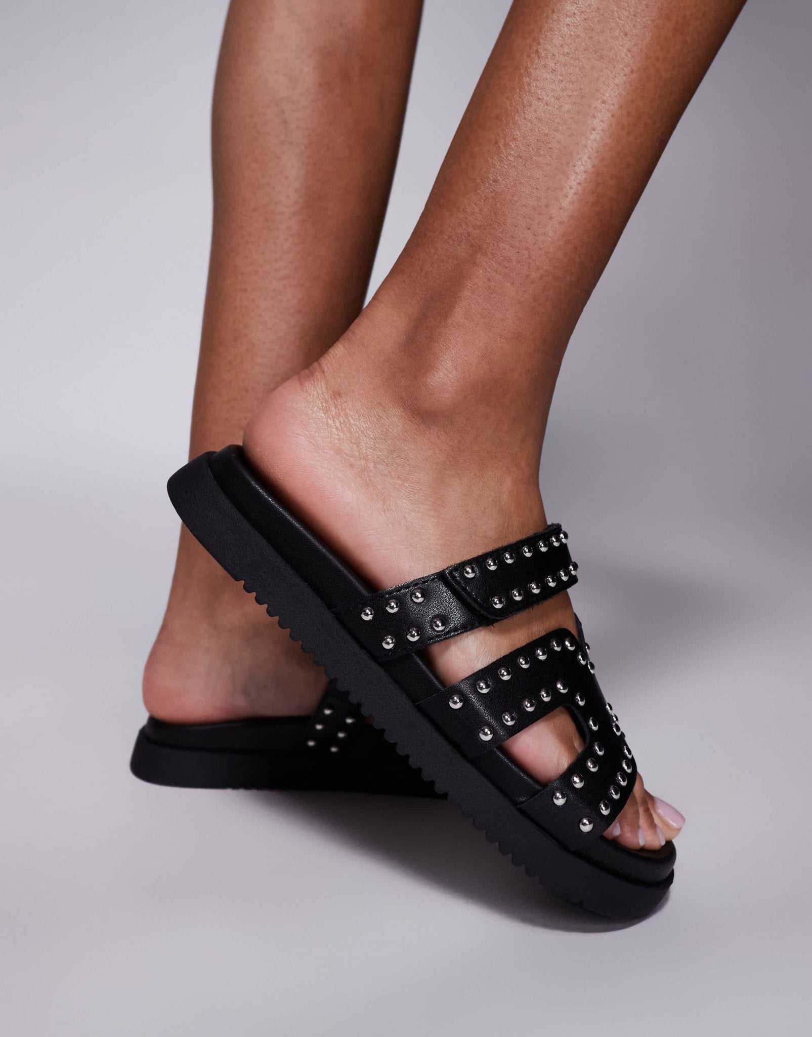 Steve Madden Missile sandals with studded straps in black - ASOS Sample Sale