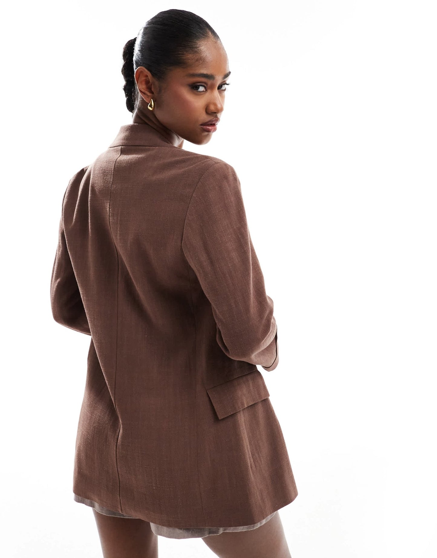Stradiavrius linen look blazer in brown - ASOS Sample Sale