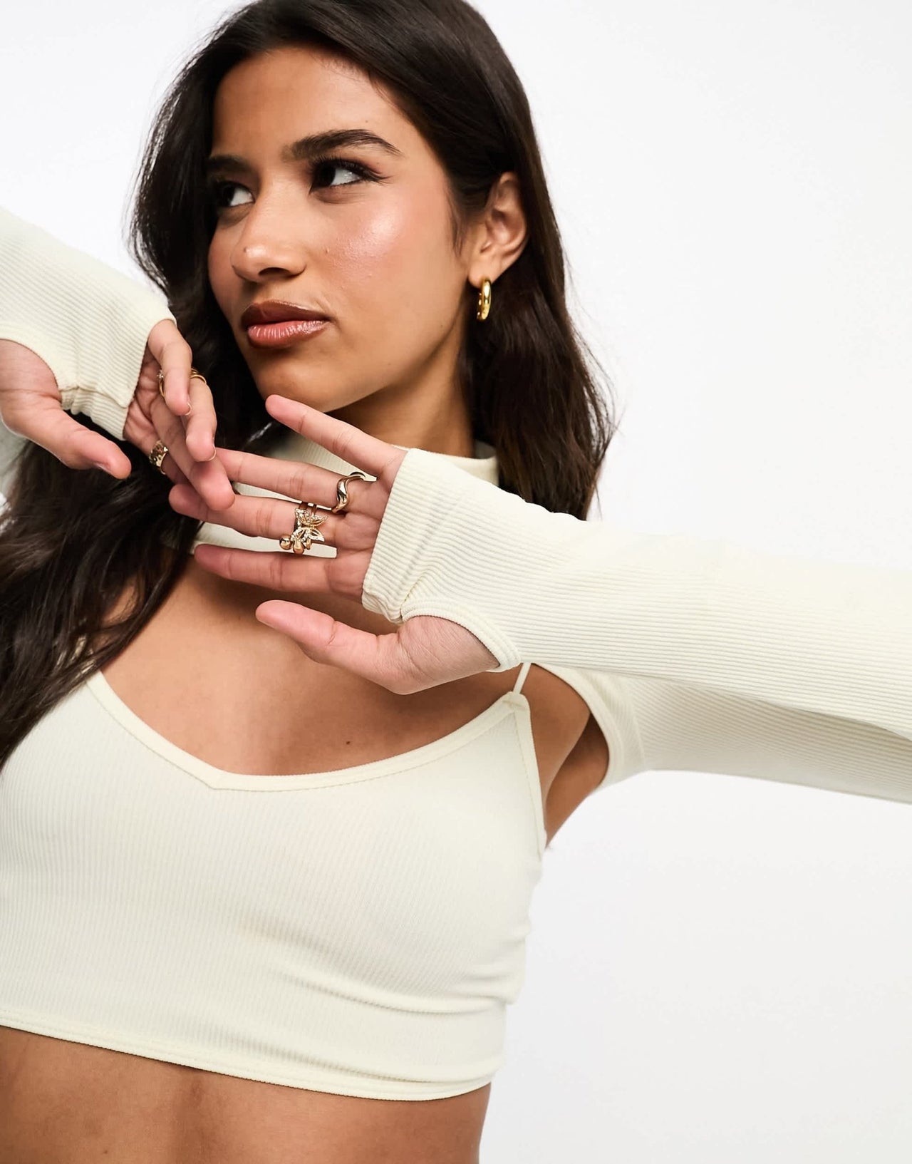 Stradivarius 2 in 1 shrug top in white - ASOS Sample Sale