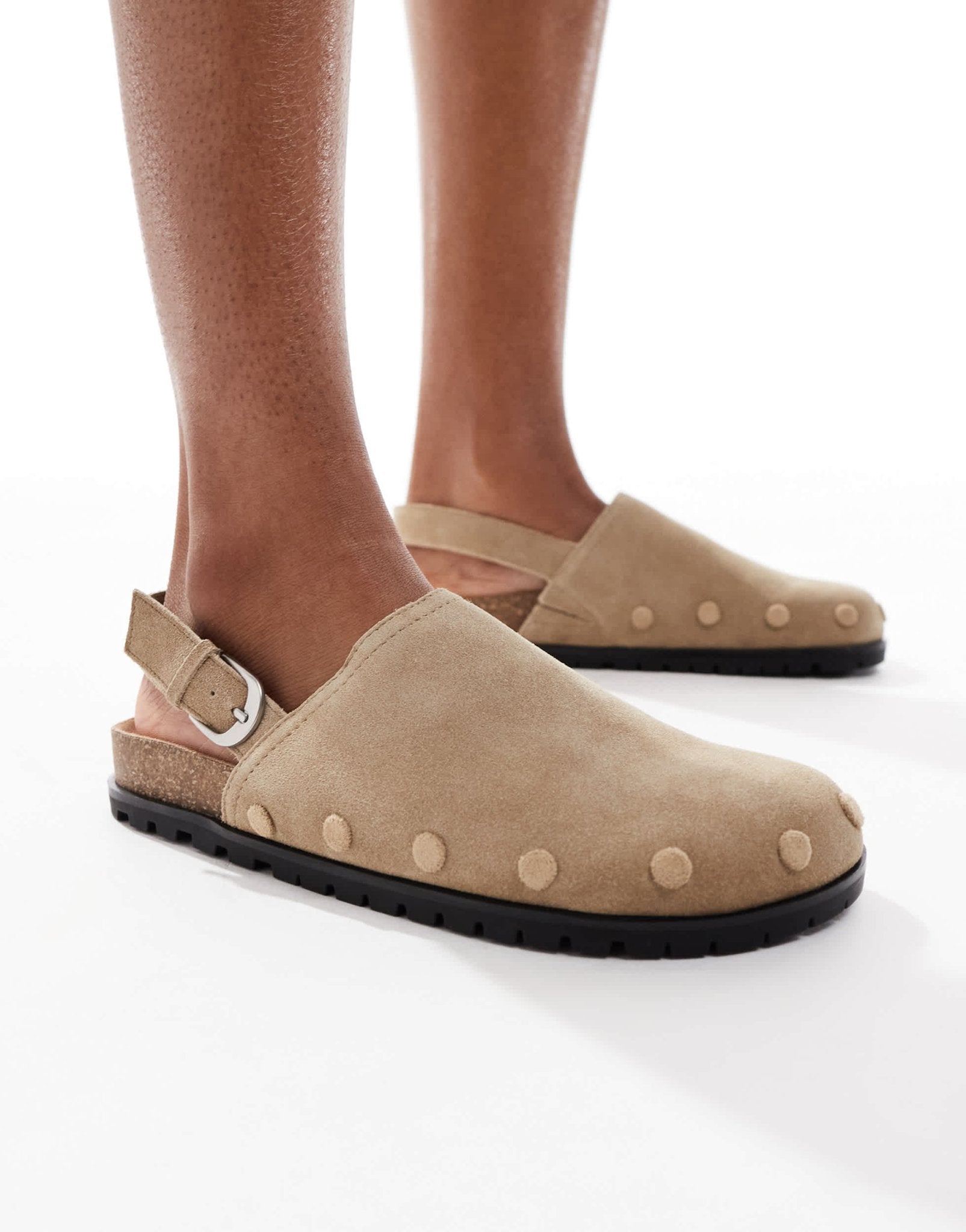 Stradivarius ankle strap flat leather mule in tan - ASOS Sample Sale