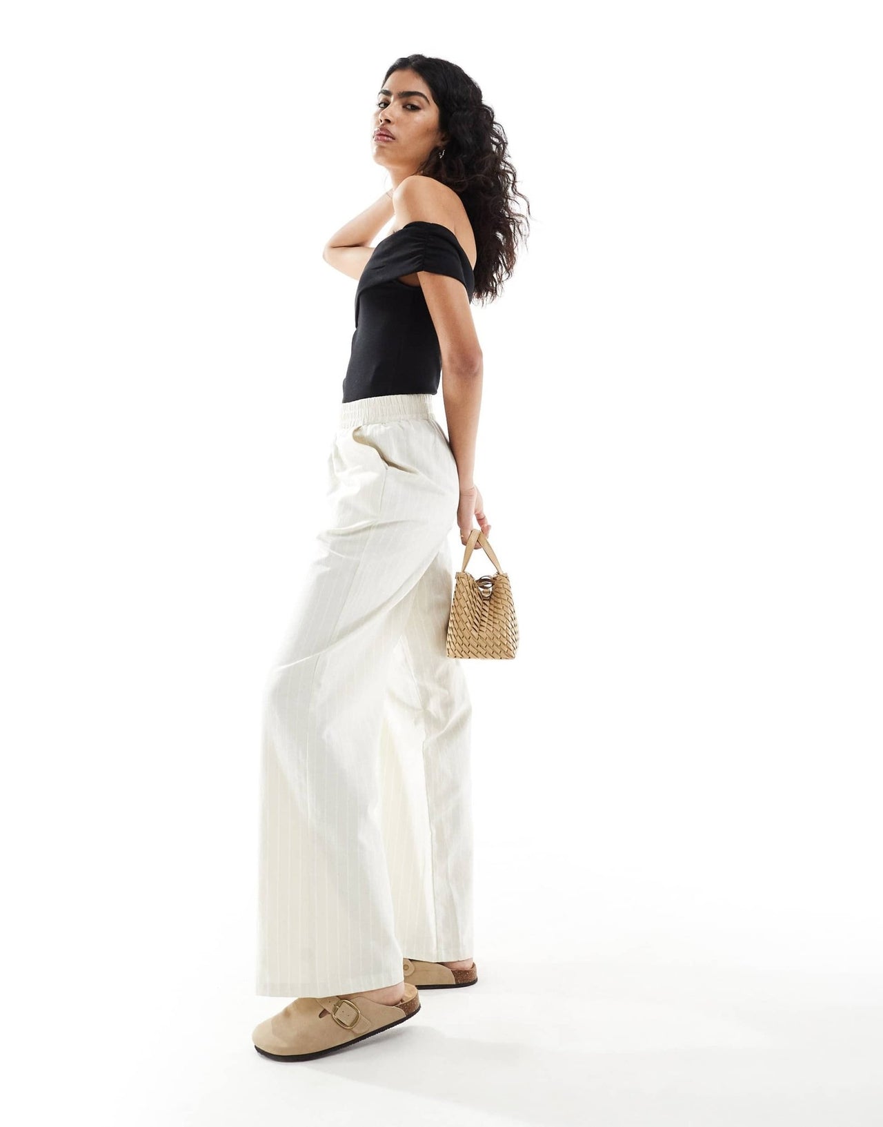 Stradivarius asymmetric body in black - ASOS Sample Sale