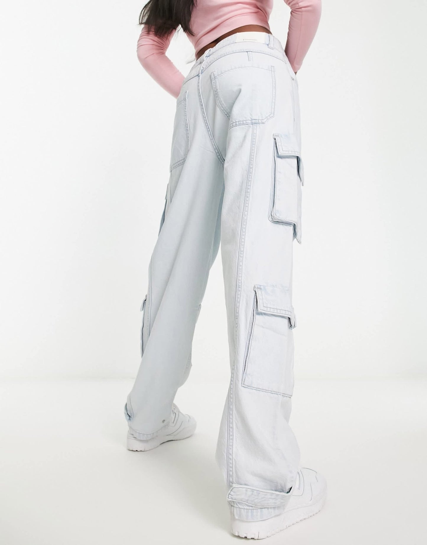 Stradivarius baggy cargo jean in light blue - ASOS Sample Sale