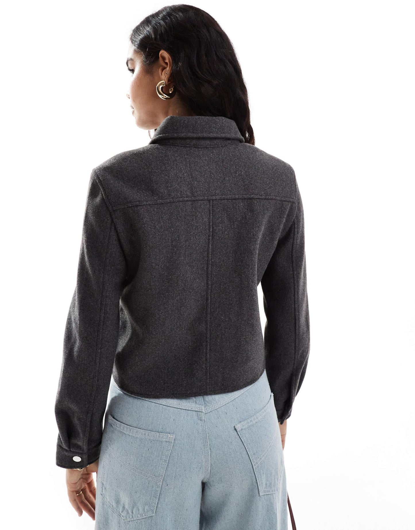 Stradivarius boxy wool look jacket in grey - ASOS Sample Sale