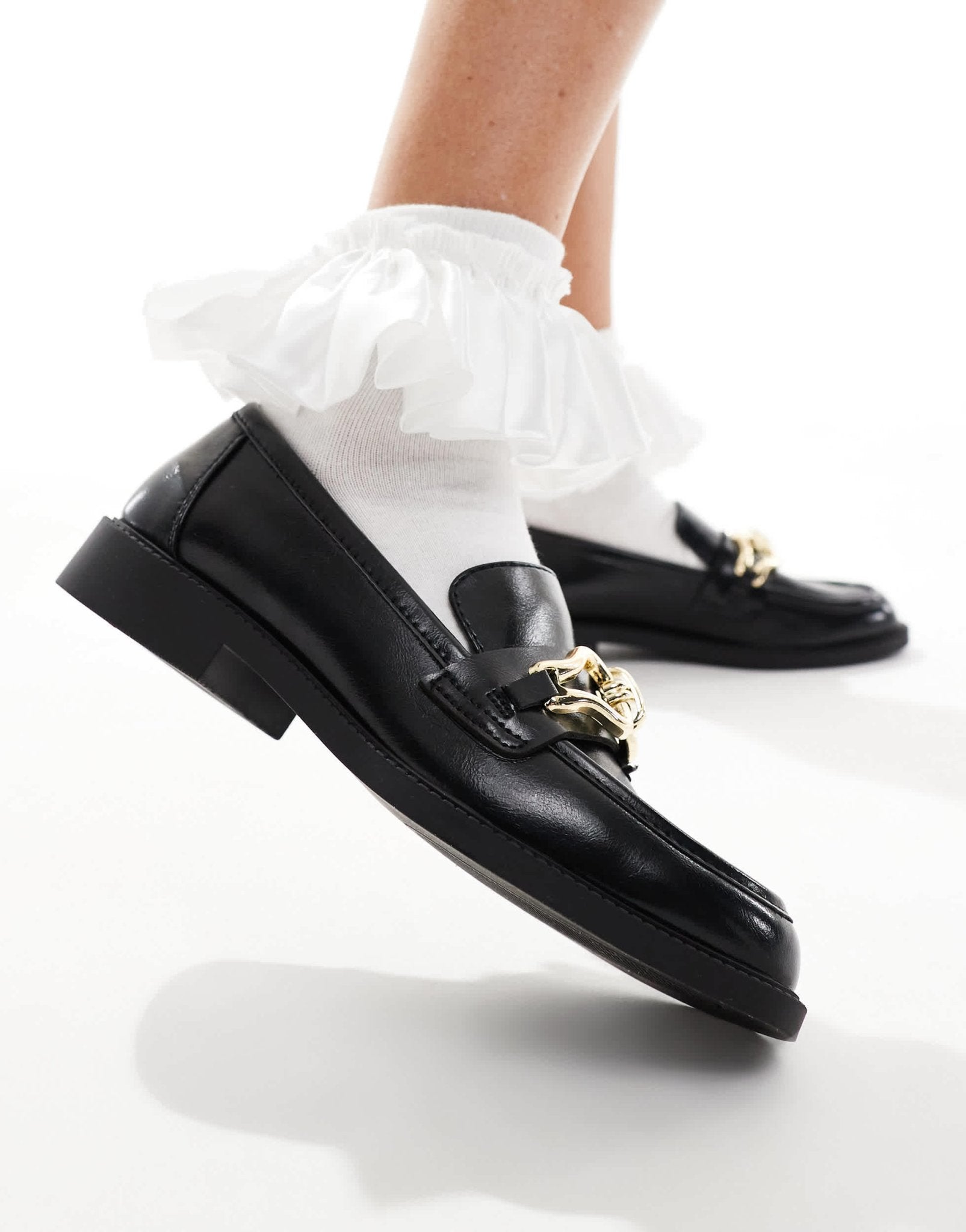 Stradivarius chain detail loafer in black - ASOS Sample Sale