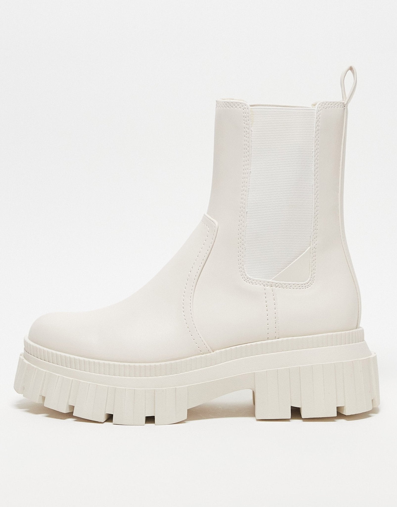 Stradivarius chunky biker boot in ecru - ASOS Sample Sale