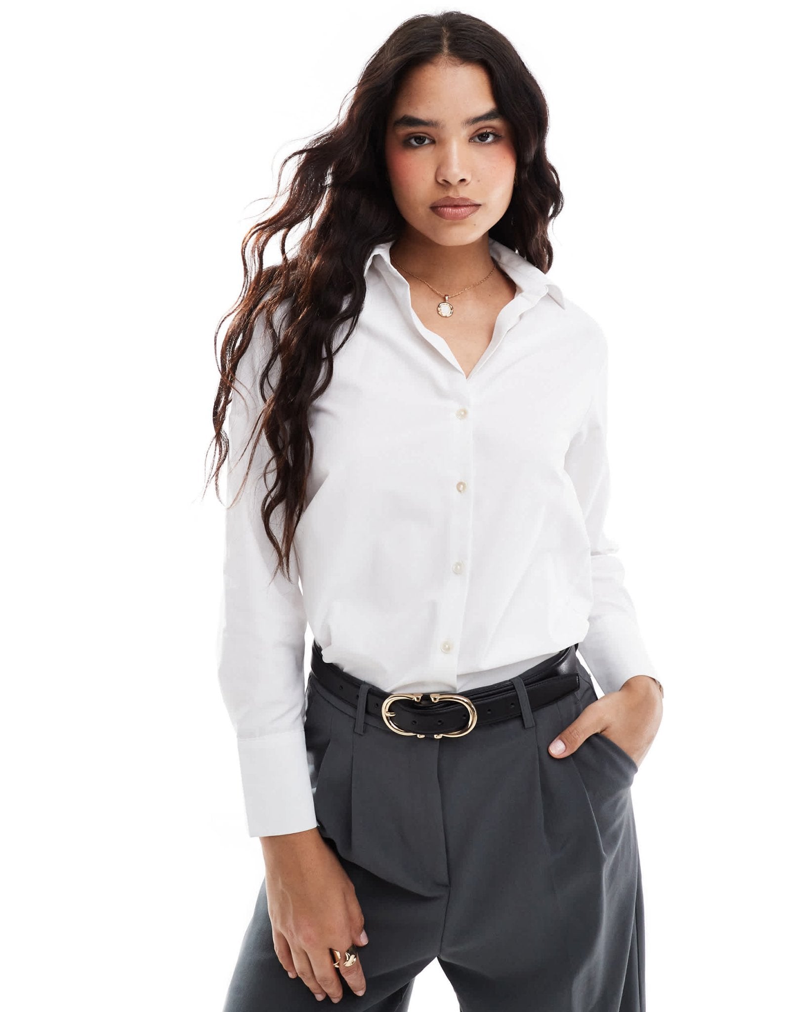 Stradivarius classic shirt in white - ASOS Sample Sale