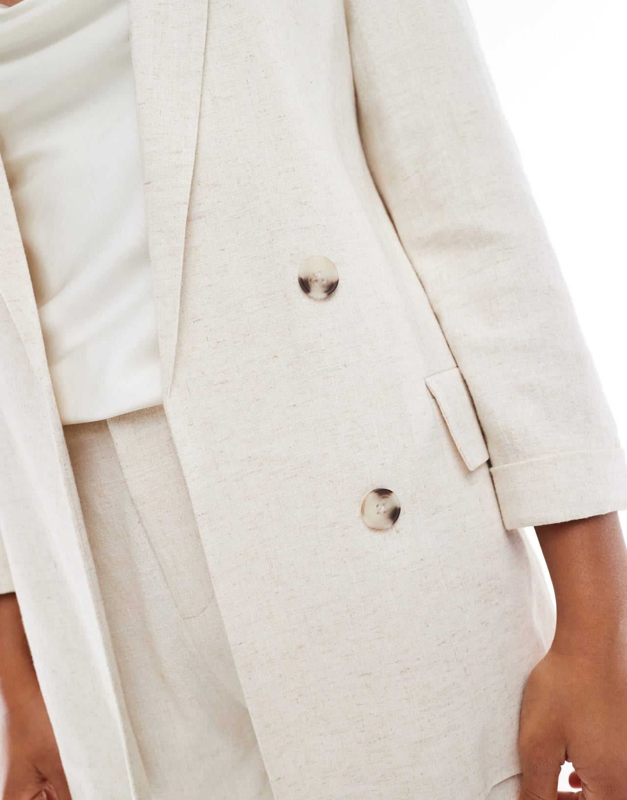 Stradivarius co ord linen look blazer in beige - ASOS Sample Sale