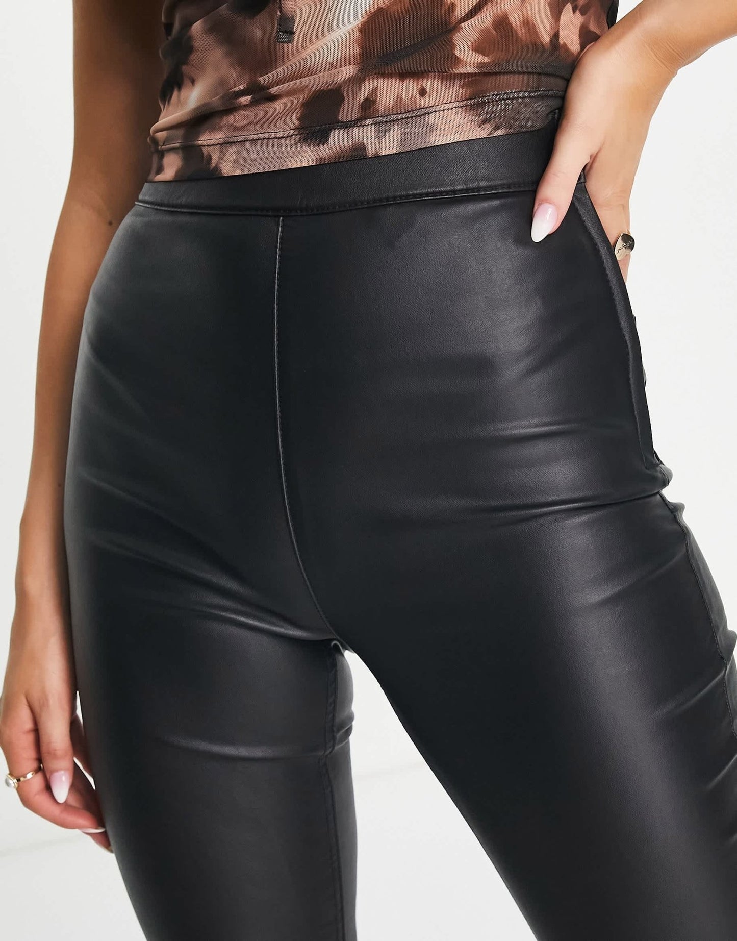 Stradivarius coated flare jean with split hem detail in black - ASOS Sample Sale