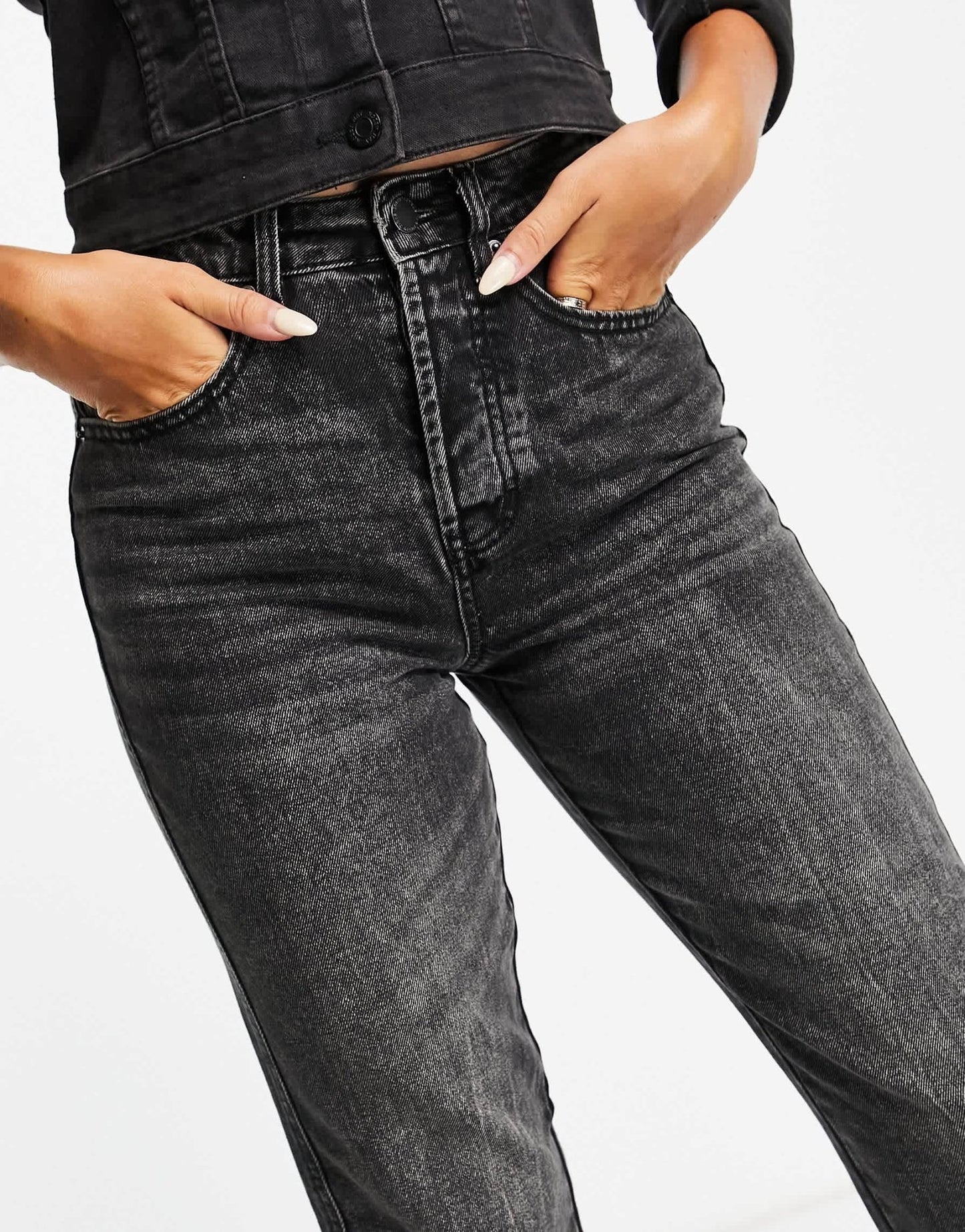 Stradivarius cotton mom fit vintage jean in grey wash - GREY - ASOS Sample Sale
