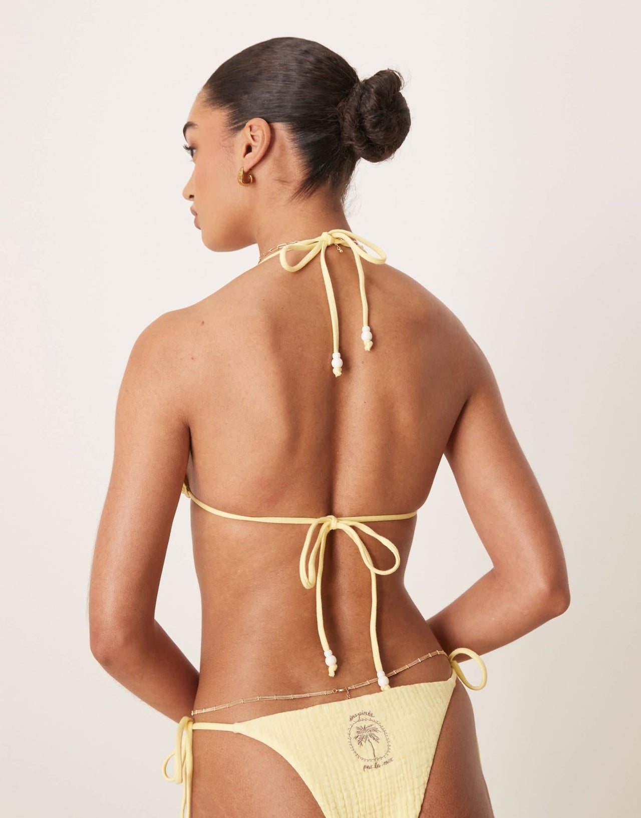 Stradivarius crinkle bikini top in yellow - ASOS Sample Sale
