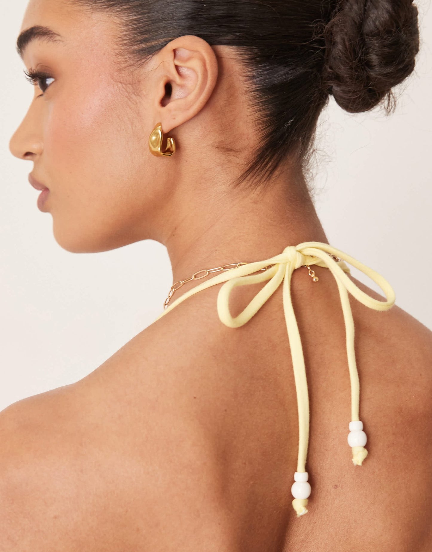 Stradivarius crinkle bikini top in yellow - ASOS Sample Sale