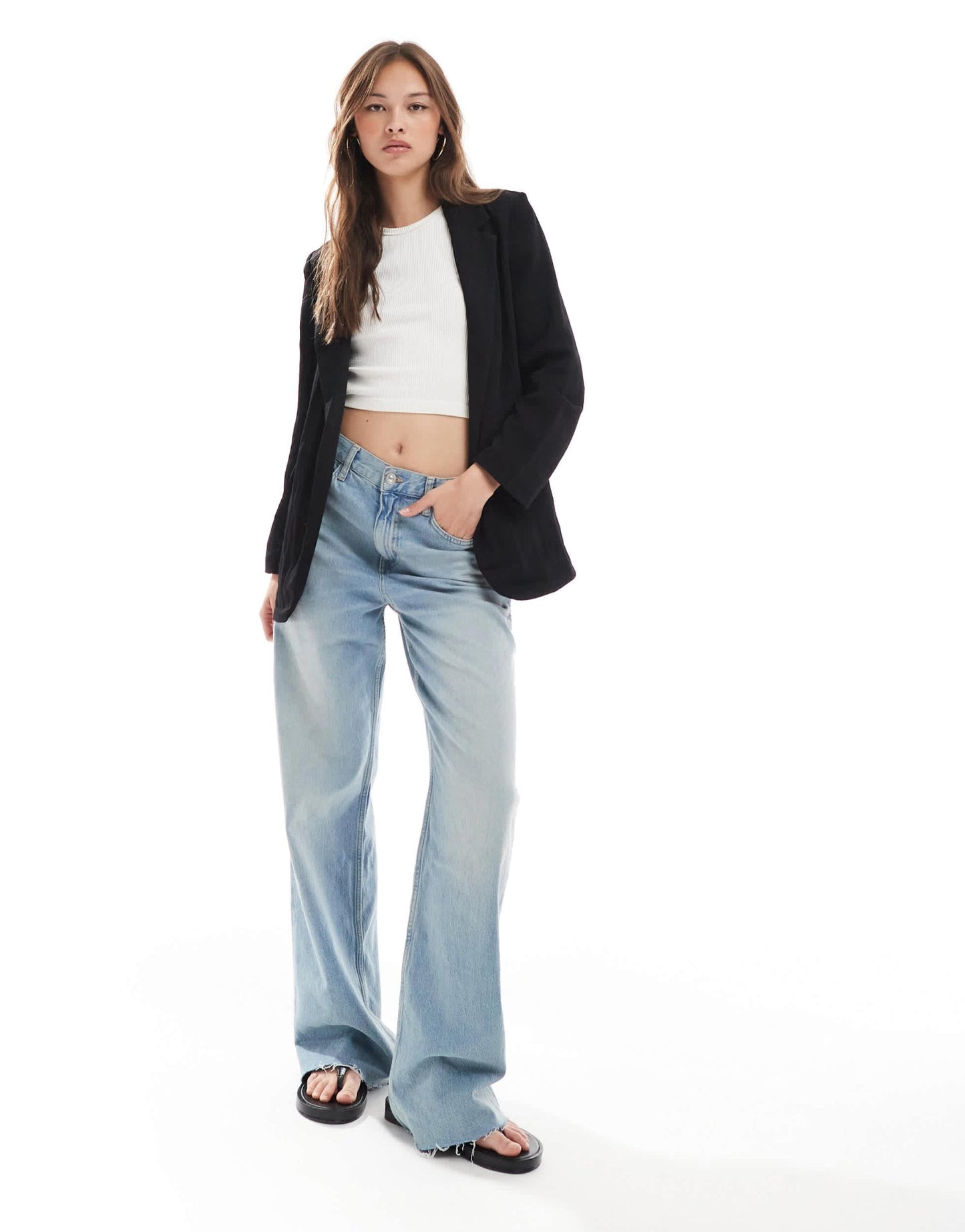 Stradivarius crinkle blazer in black - ASOS Sample Sale