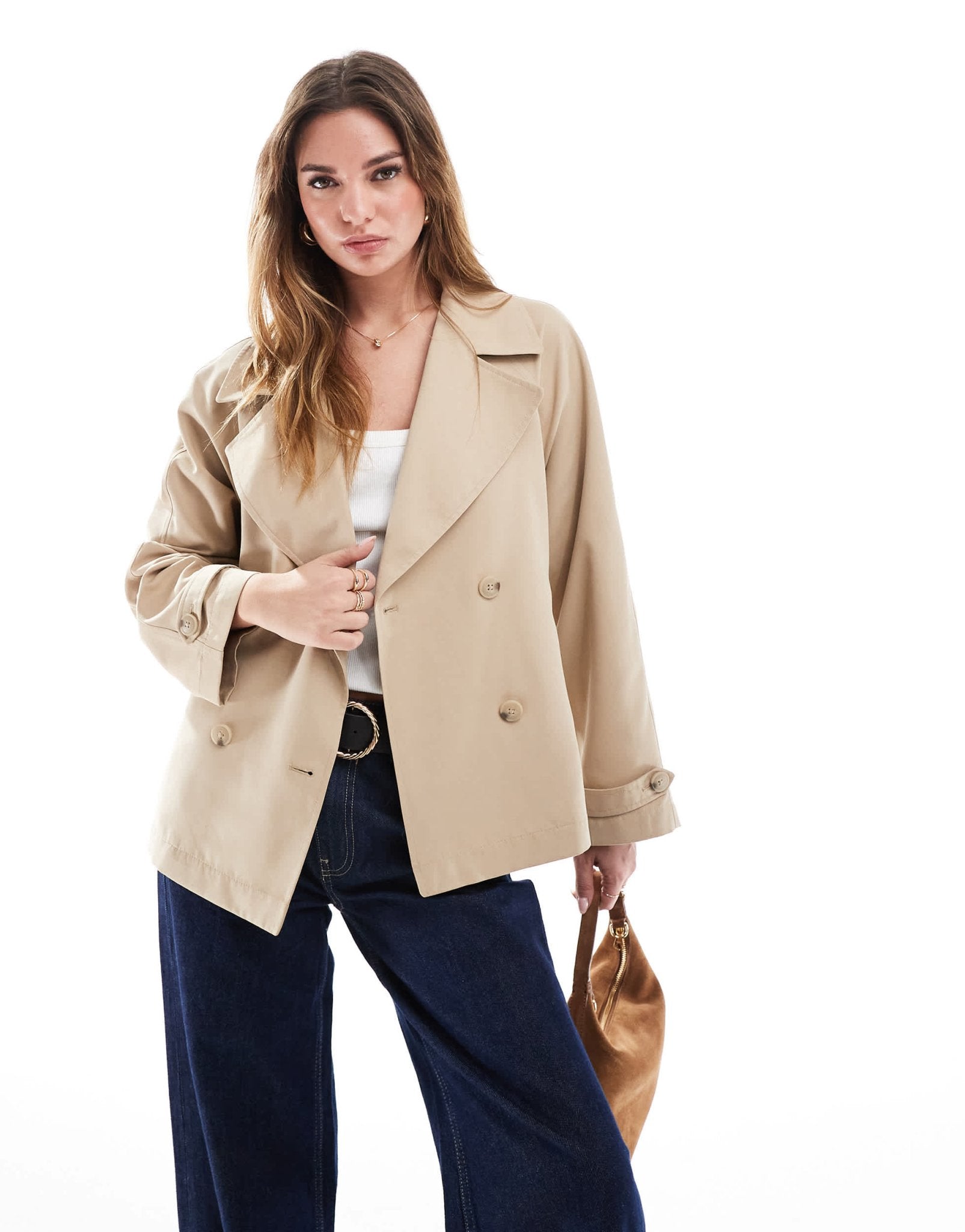Stradivarius cropped trench jacket in beige - ASOS Sample Sale