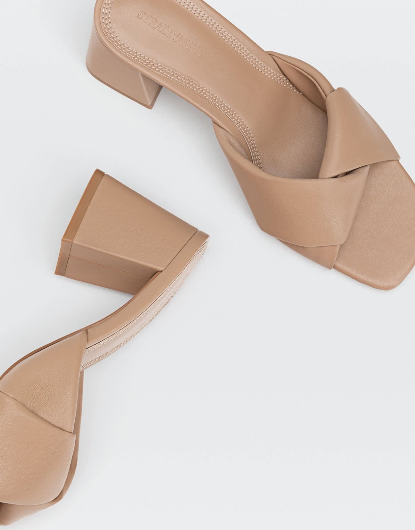 Stradivarius cross strap mules in camel - ASOS Sample Sale