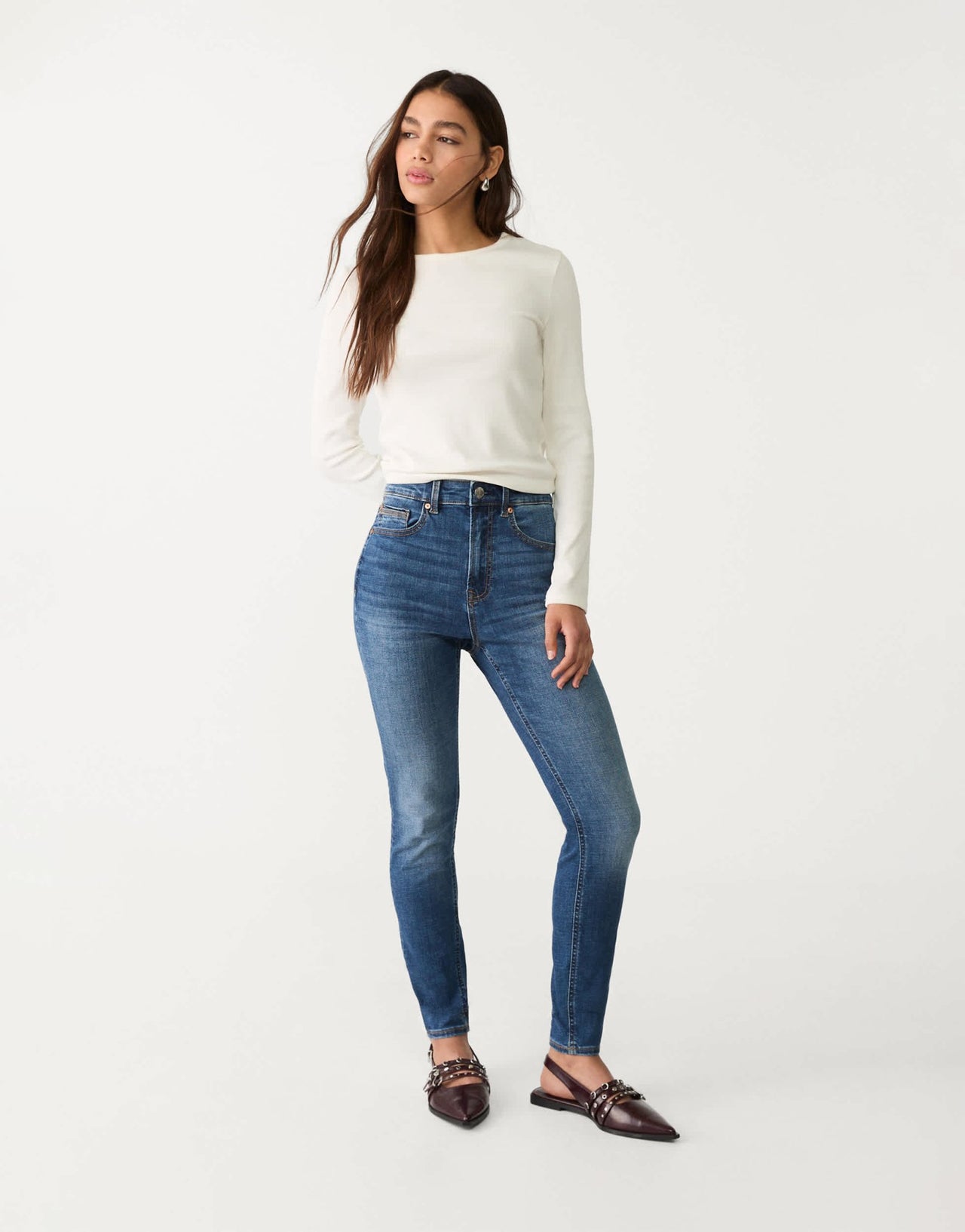 Stradivarius D09 super high waist skinny jean in dark blue - ASOS Sample Sale