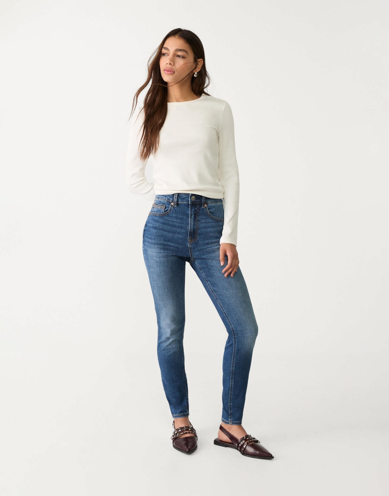 Stradivarius D09 super high waist skinny jean in dark blue - ASOS Sample Sale