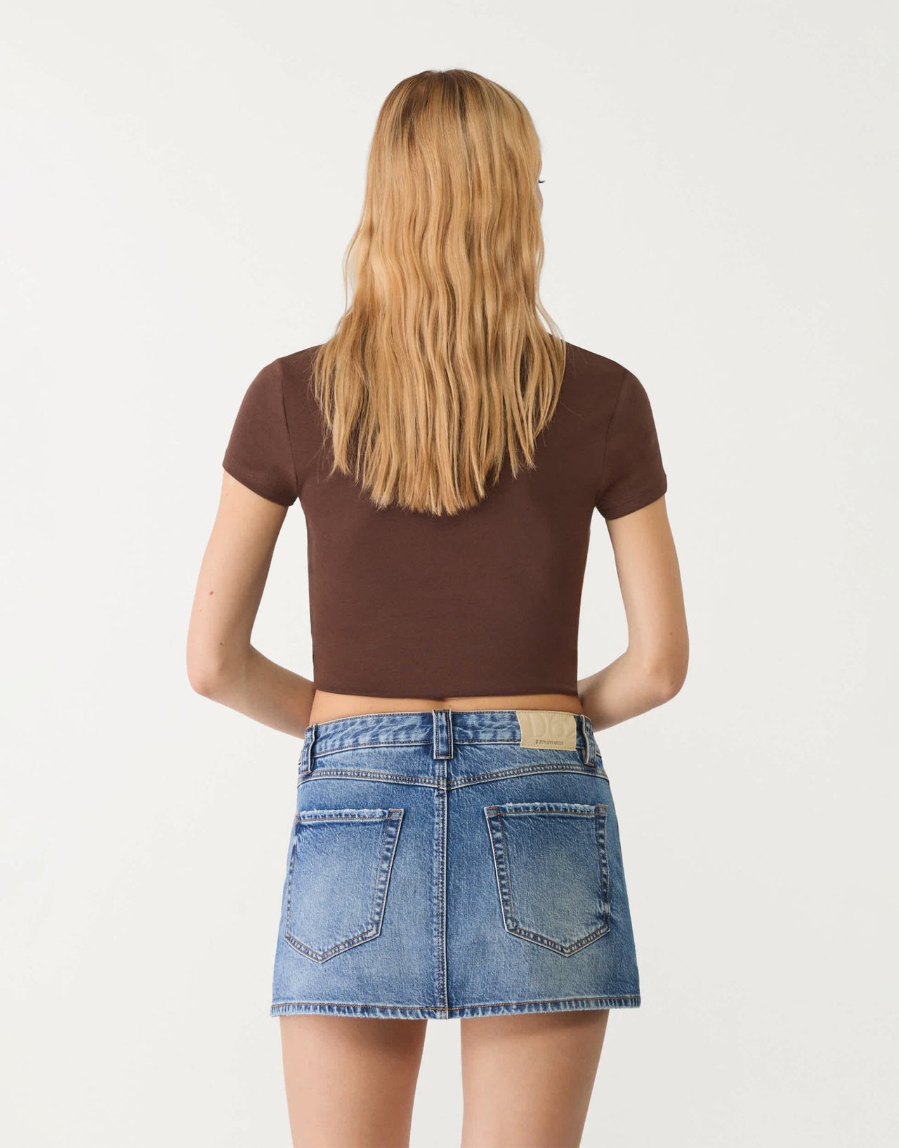 Stradivarius D62 denim skort in Mid Wash - ASOS Sample Sale