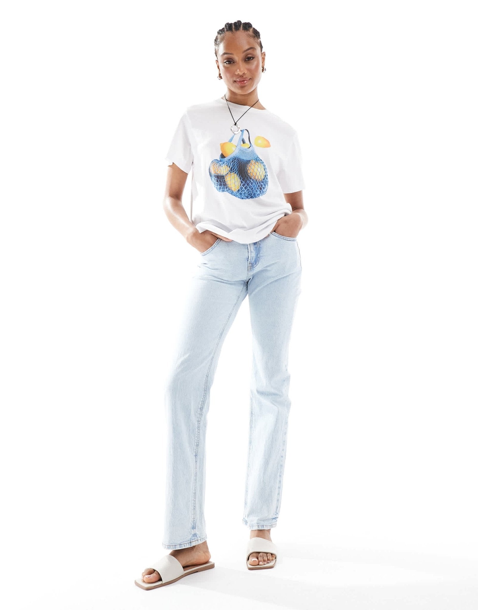 Stradivarius D98 Tall straight leg jeans in light blue - ASOS Sample Sale