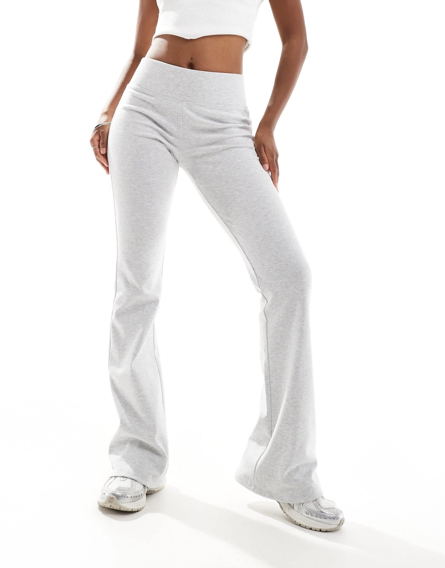 Stradivarius deep waistband sculpt flare in grey - ASOS Sample Sale