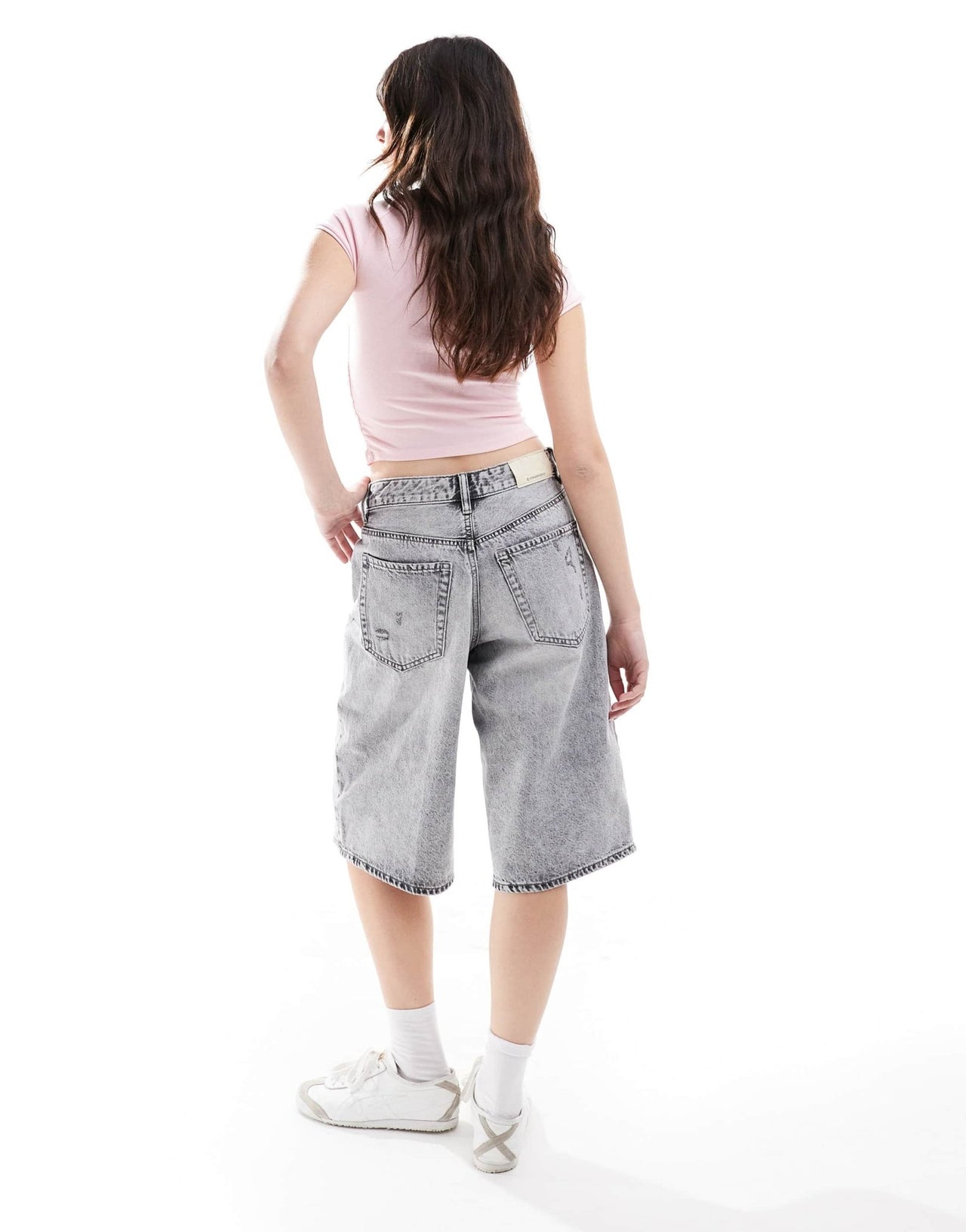 Stradivarius denim jort in washed grey - ASOS Sample Sale