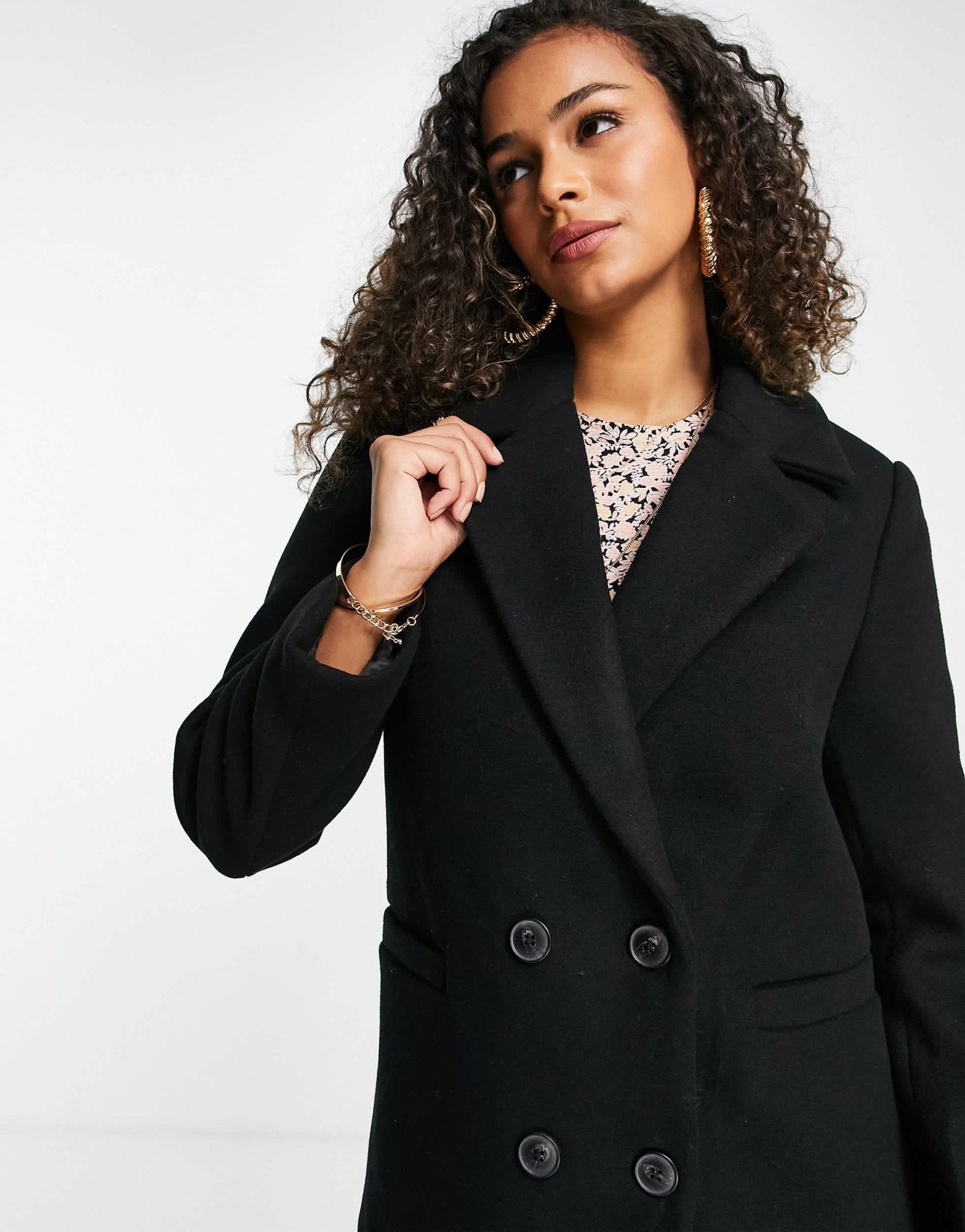 Stradivarius double breasted tailored coat in black - ASOS Sample Sale