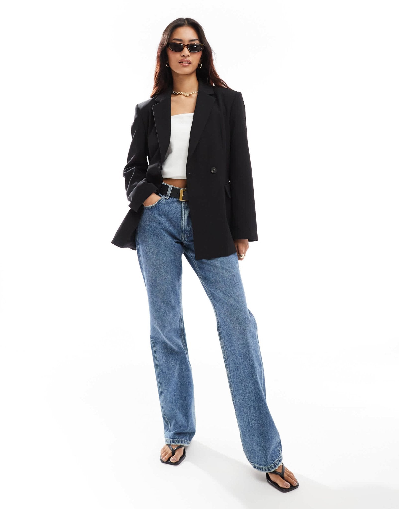 Stradivarius fitted blazer in black - ASOS Sample Sale