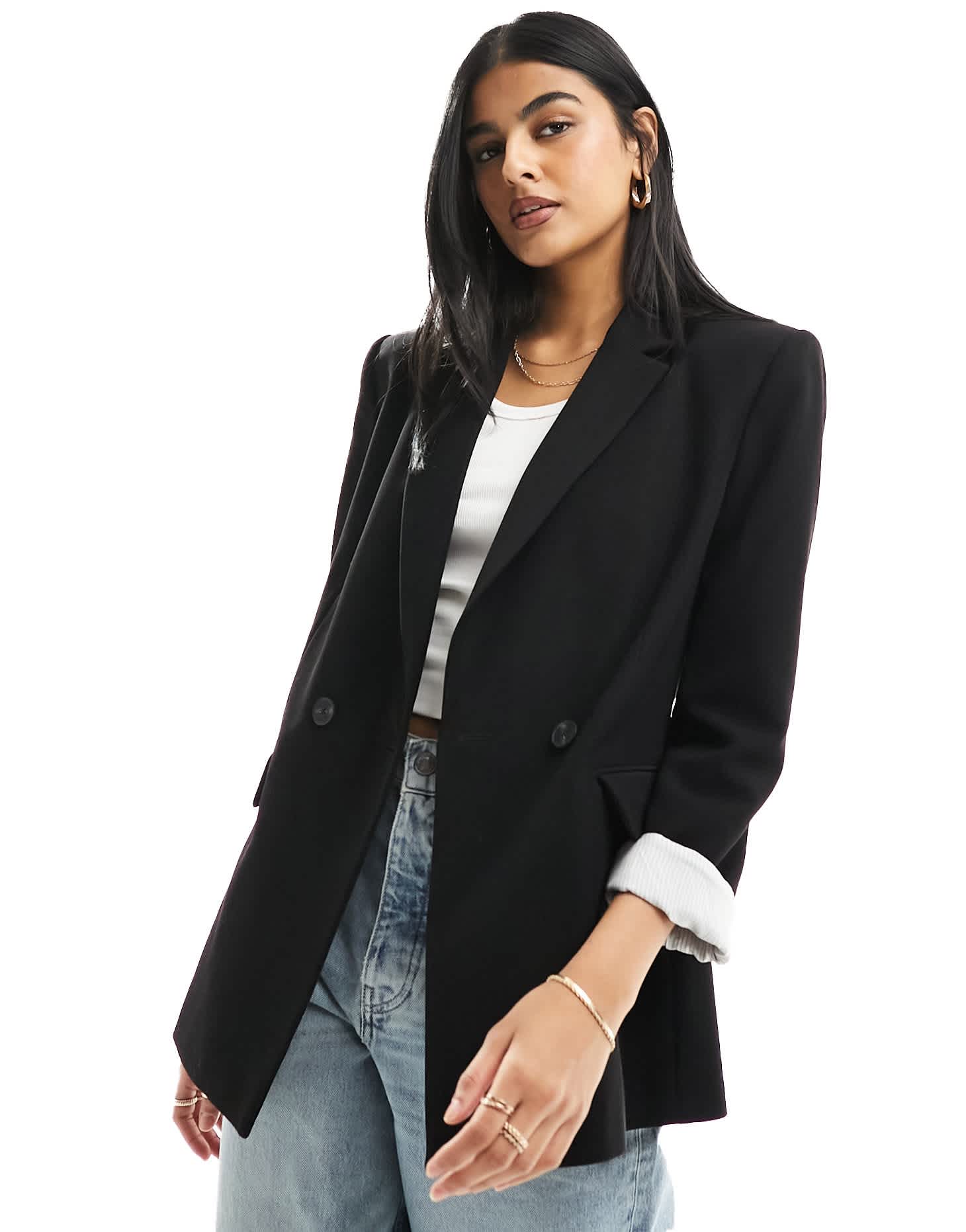 Stradivarius fitted blazer in black - ASOS Sample Sale