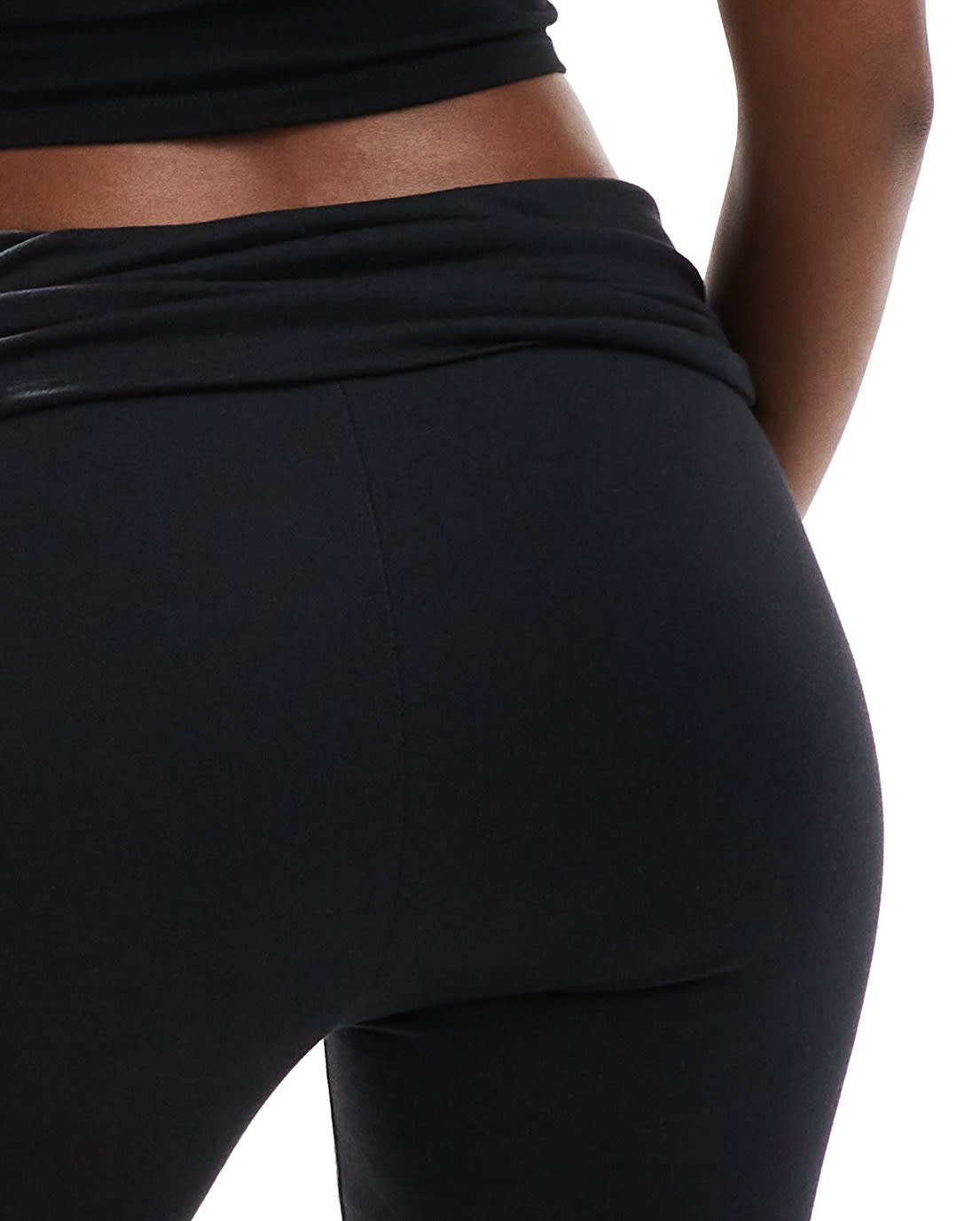 Stradivarius flare legging with fold over waist in black - ASOS Sample Sale