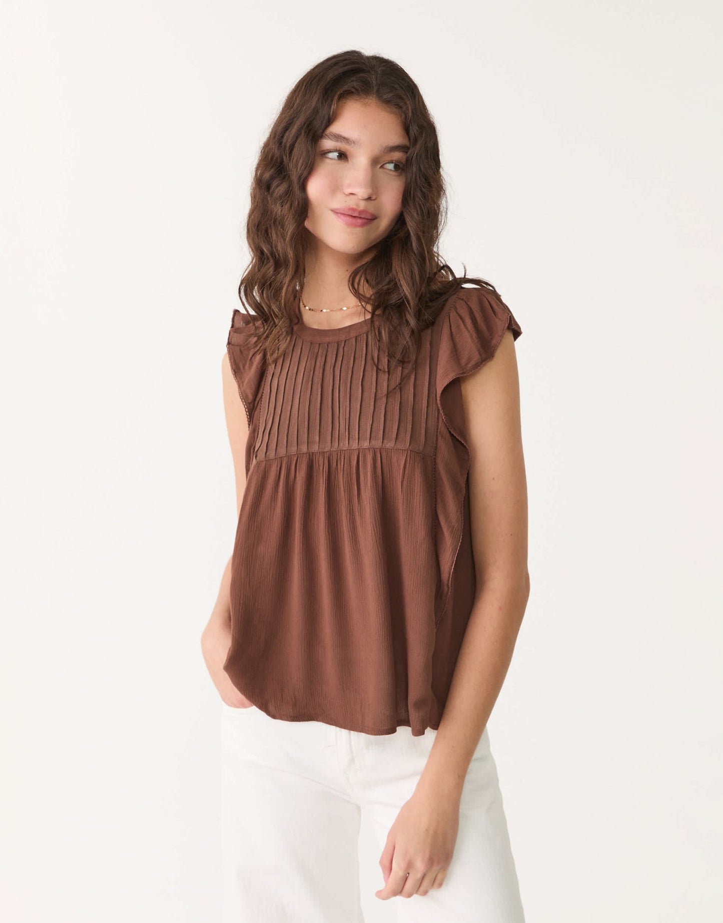 Stradivarius flowy top in brown - ASOS Sample Sale