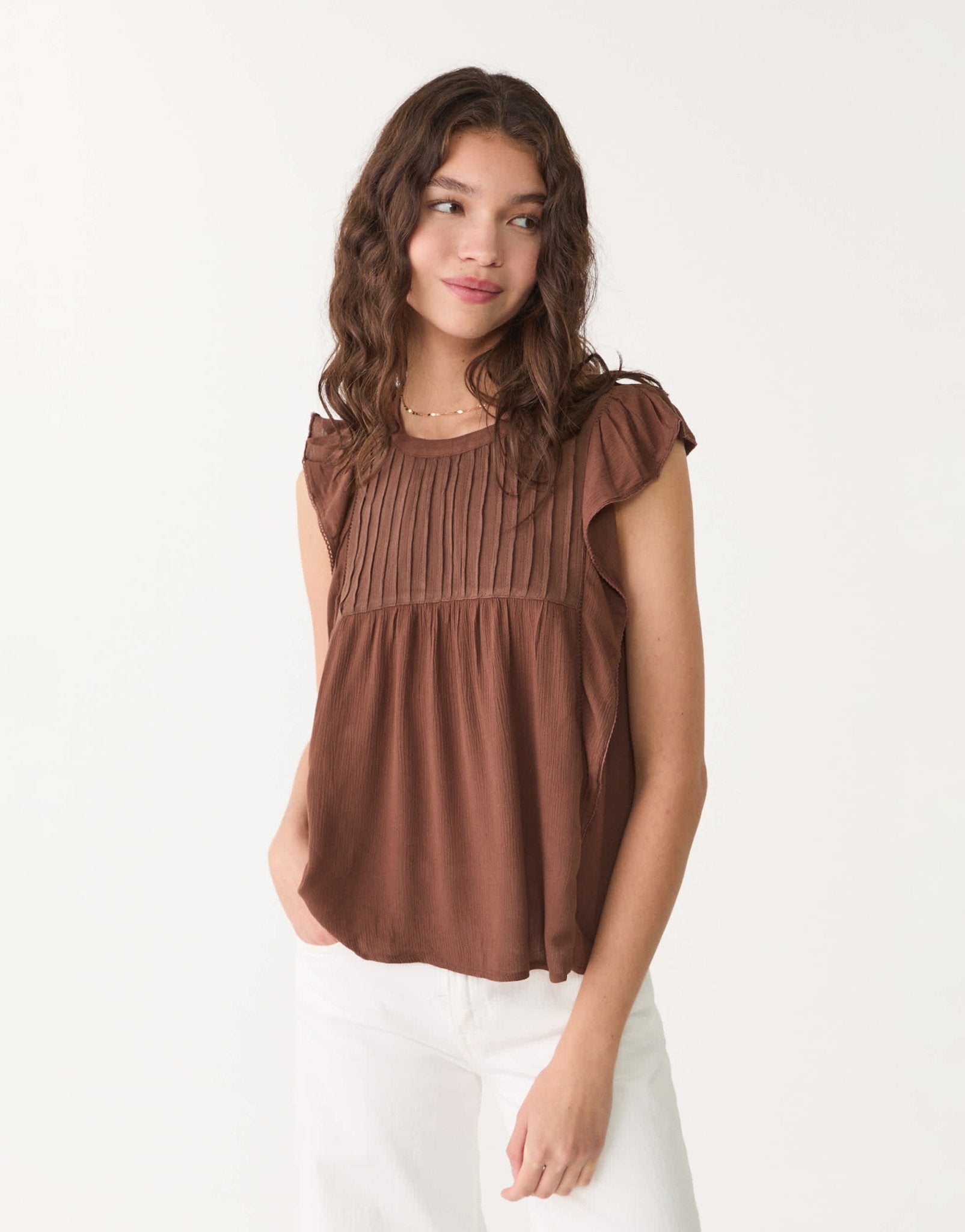 Stradivarius flowy top in brown - ASOS Sample Sale