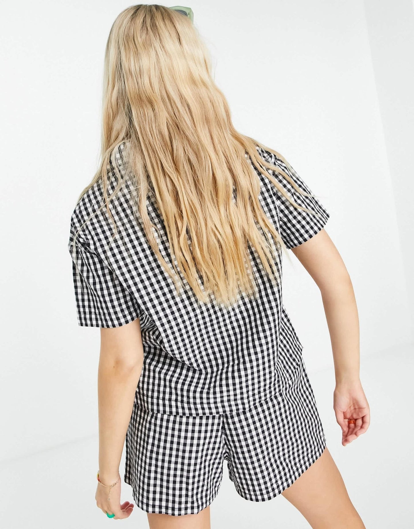 Stradivarius gingham bowling shirt co - ord in mono - ASOS Sample Sale