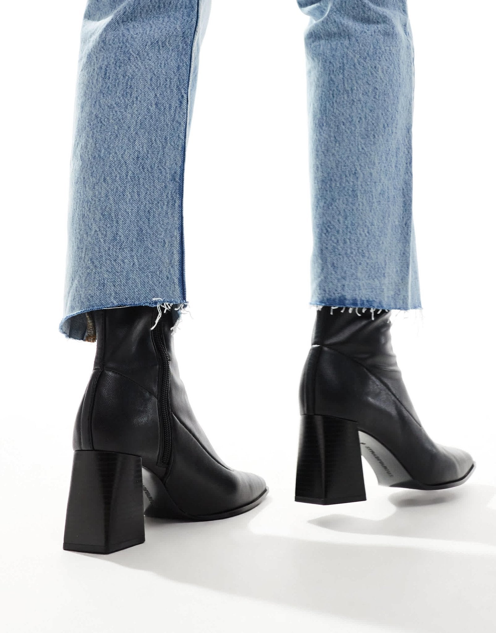 Stradivarius heeled ankle boot in black with fine heel - ASOS Sample Sale
