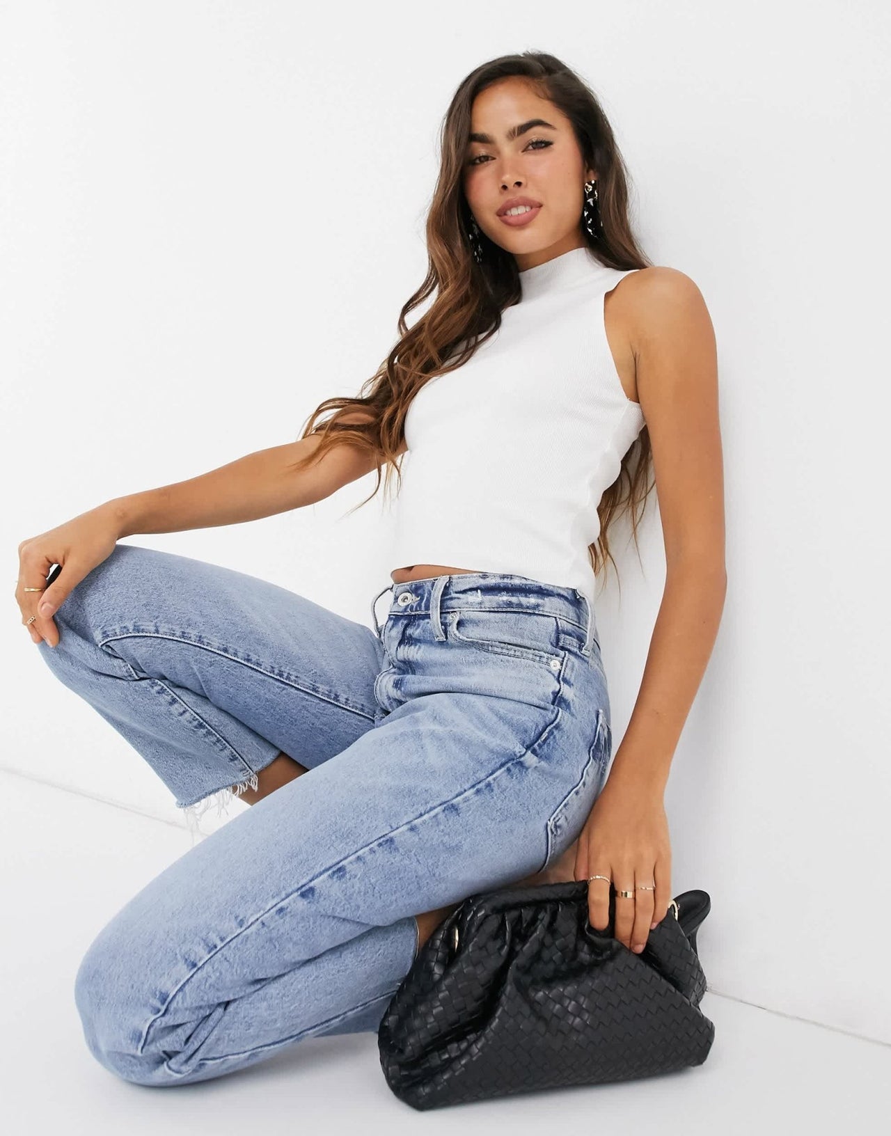 Stradivarius high neck knit vest in ecru - ASOS Sample Sale
