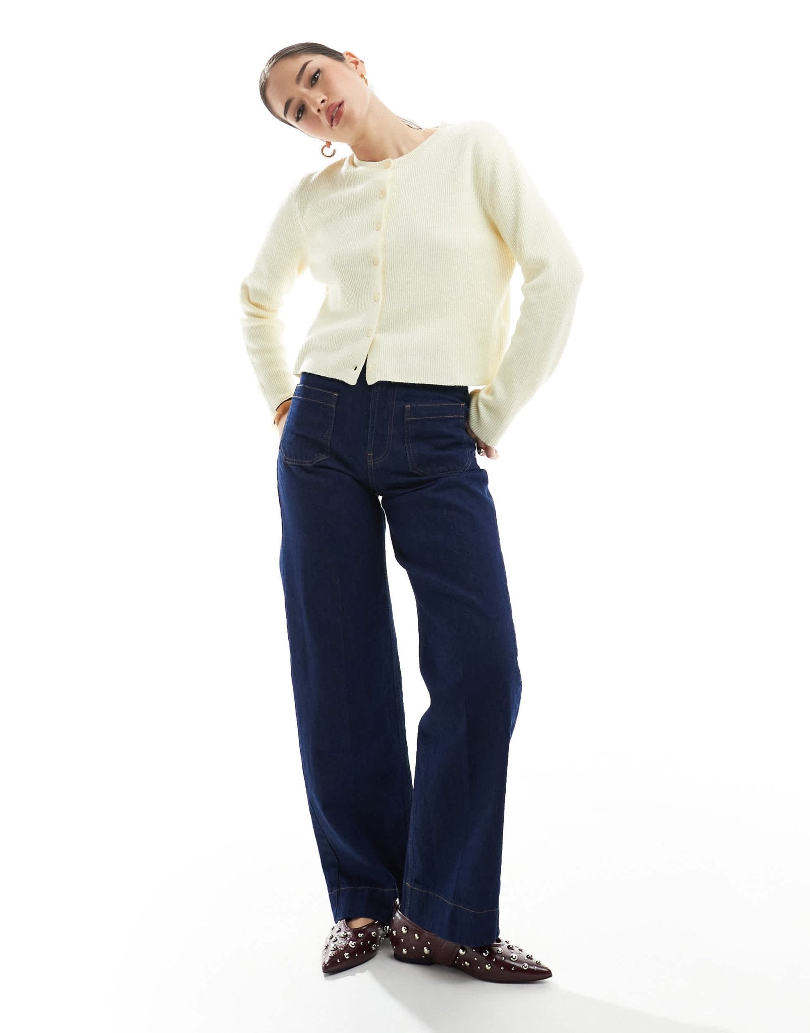 Stradivarius knitted cardigan in yellow - ASOS Sample Sale