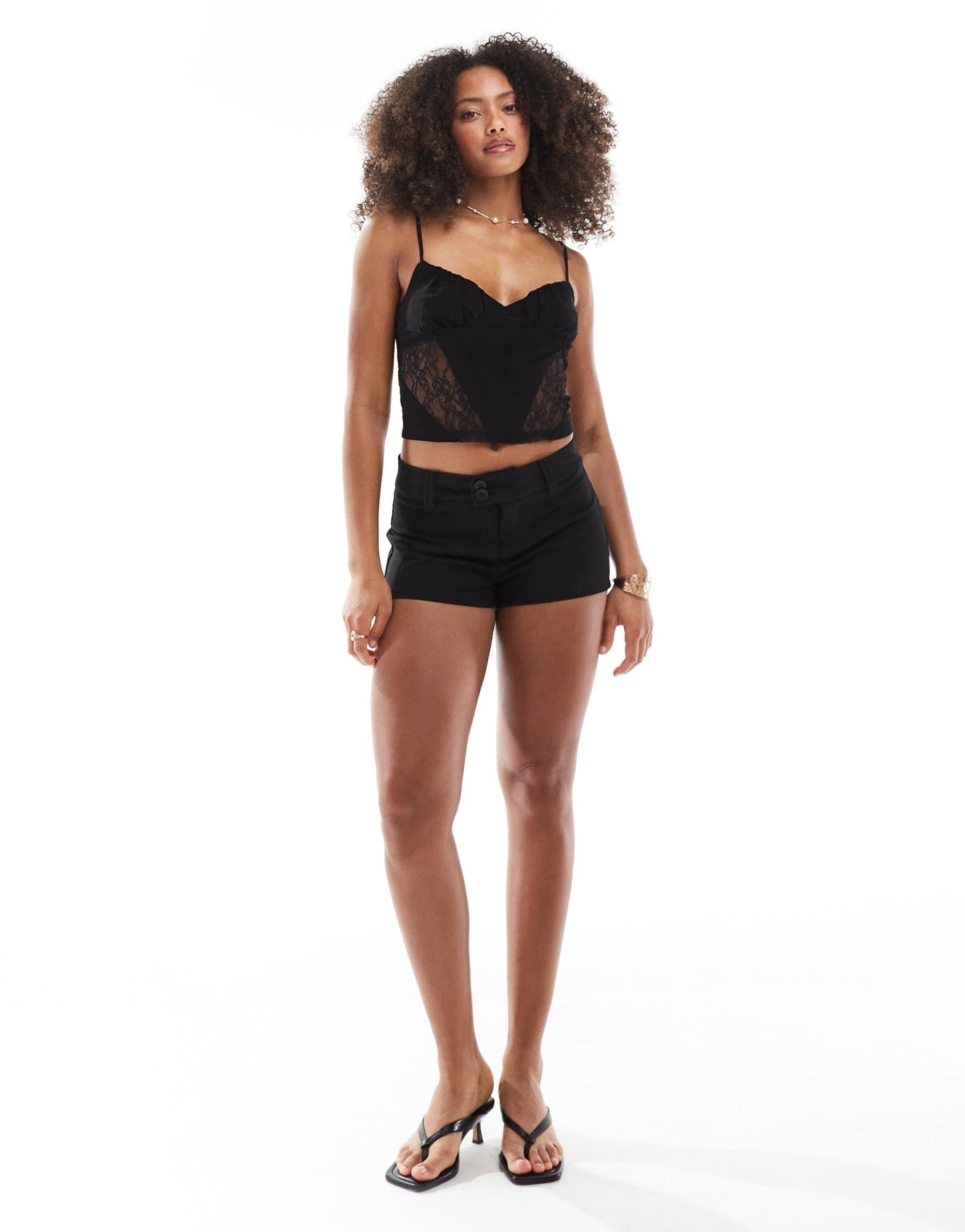 Stradivarius lace top in black - ASOS Sample Sale