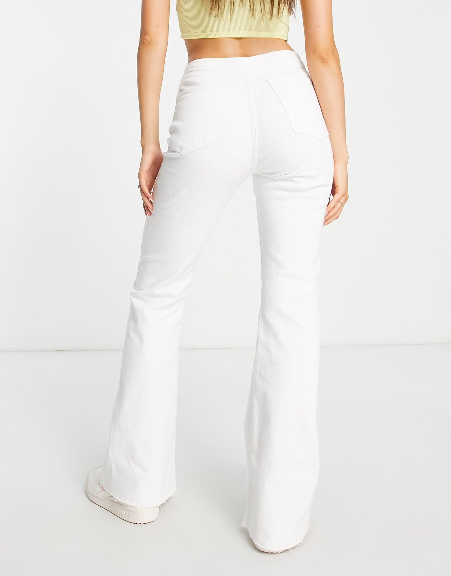 Stradivarius lace up flare jean in white - ASOS Sample Sale