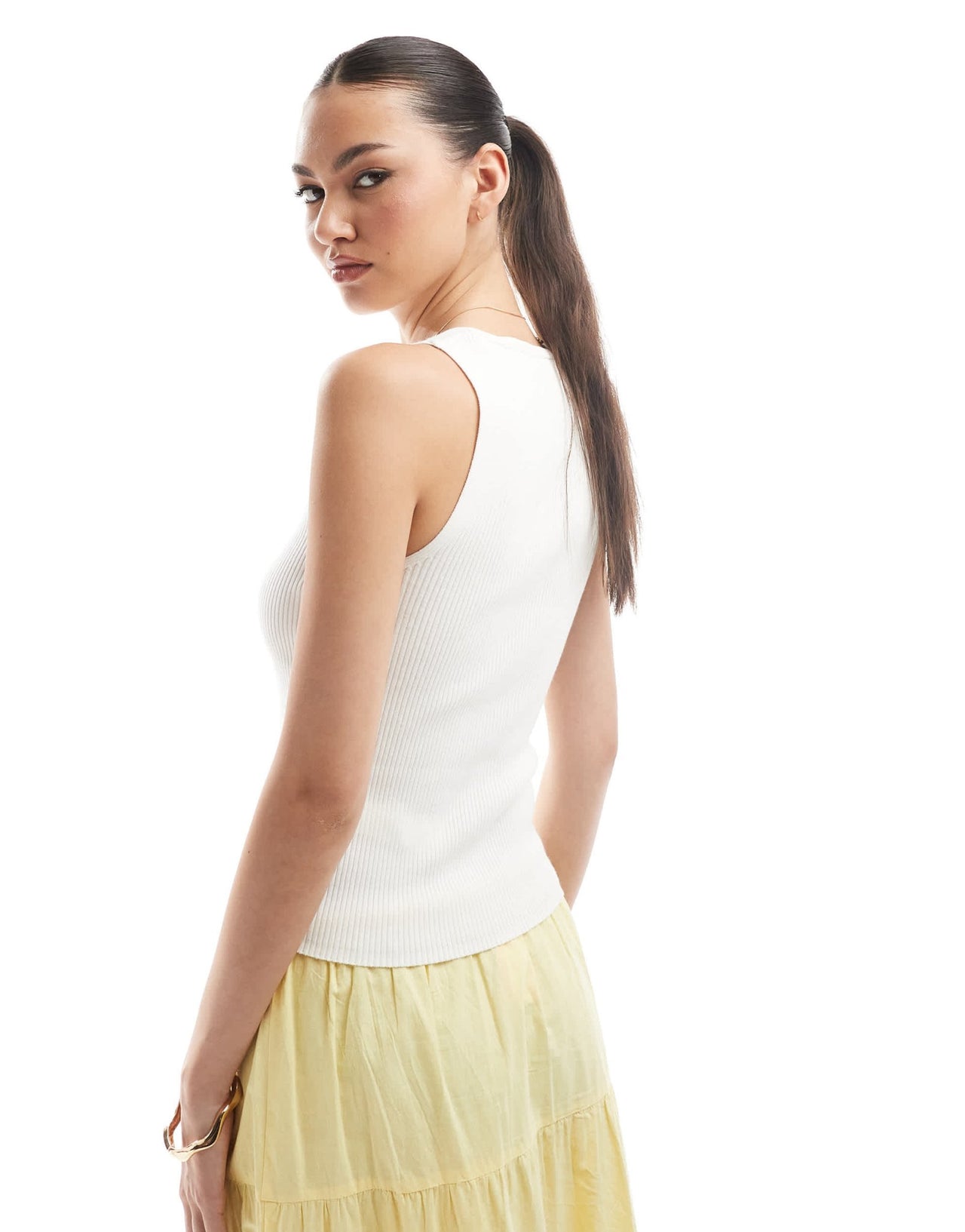 Stradivarius light knitted button detail vest in white - ASOS Sample Sale