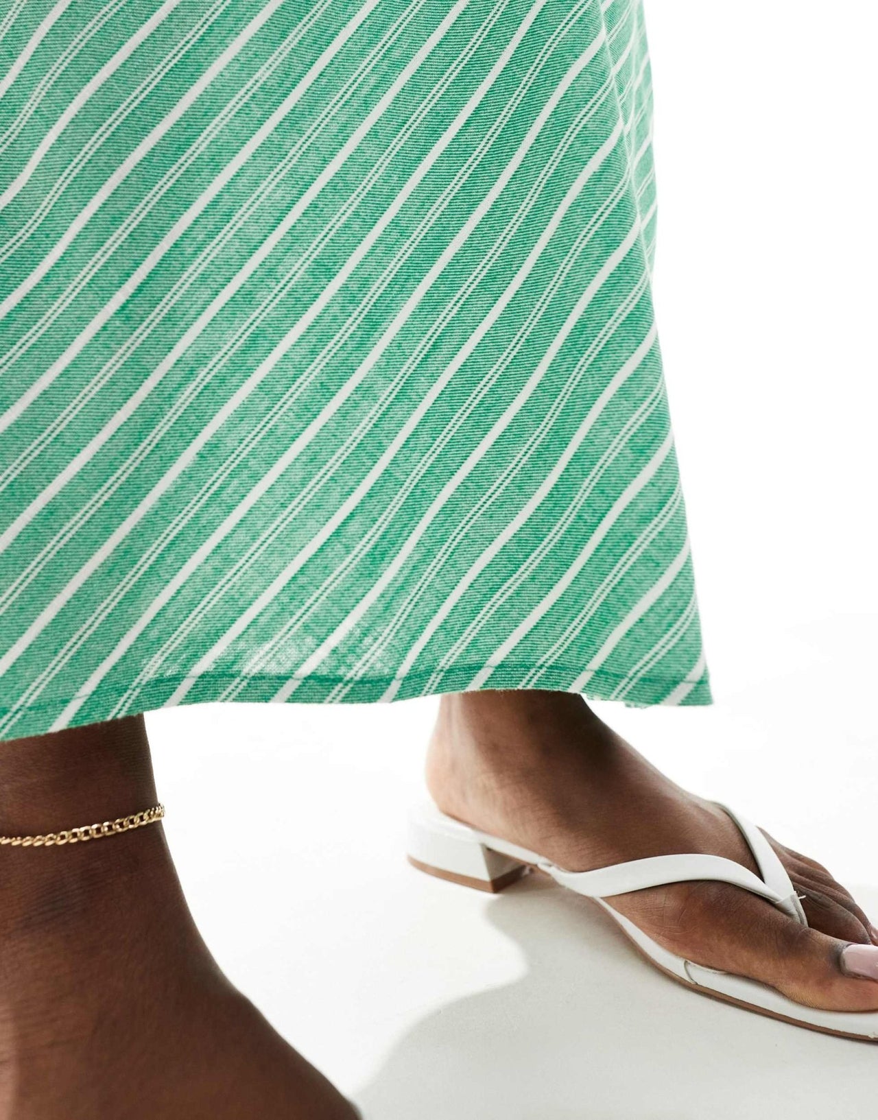 Stradivarius linen look maxi skirt in green stripe - ASOS Sample Sale