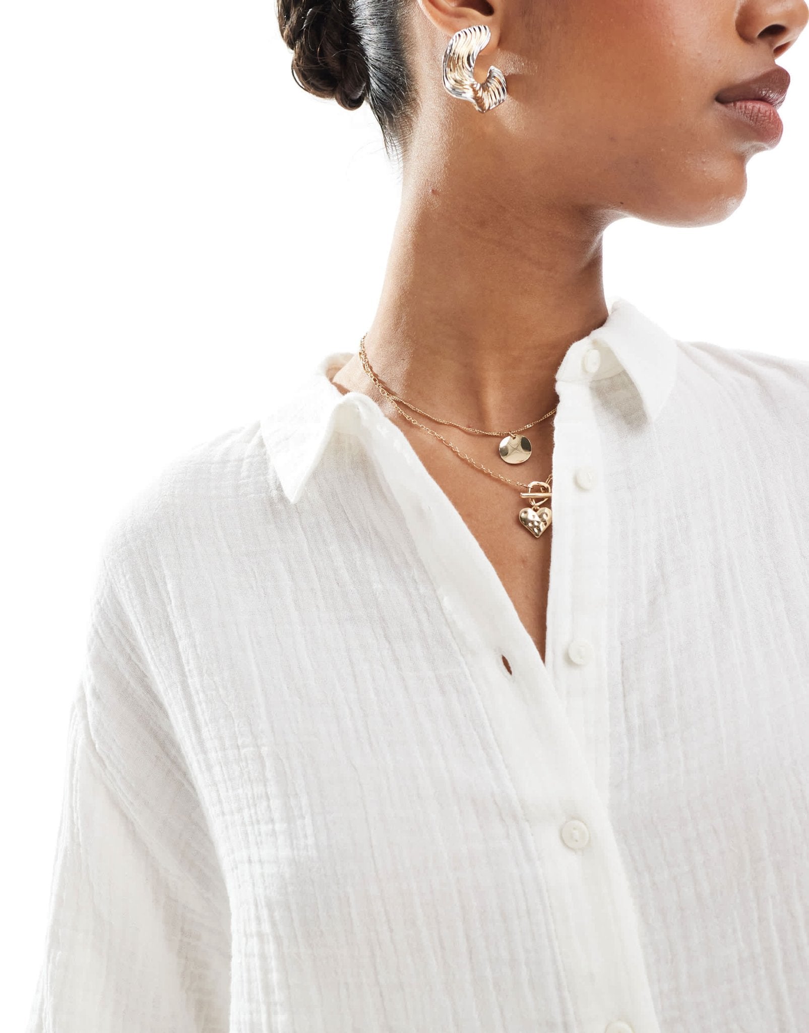 Stradivarius linen look shirt in white - ASOS Sample Sale